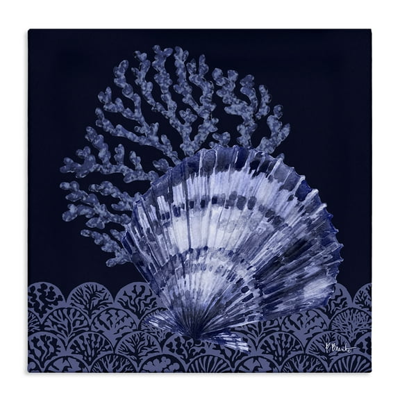 Stupell Industries Shadowed Clam Still Life Nautical & Beach Painting Wrapped Canvas Art Print Wall Art, 17 x 17