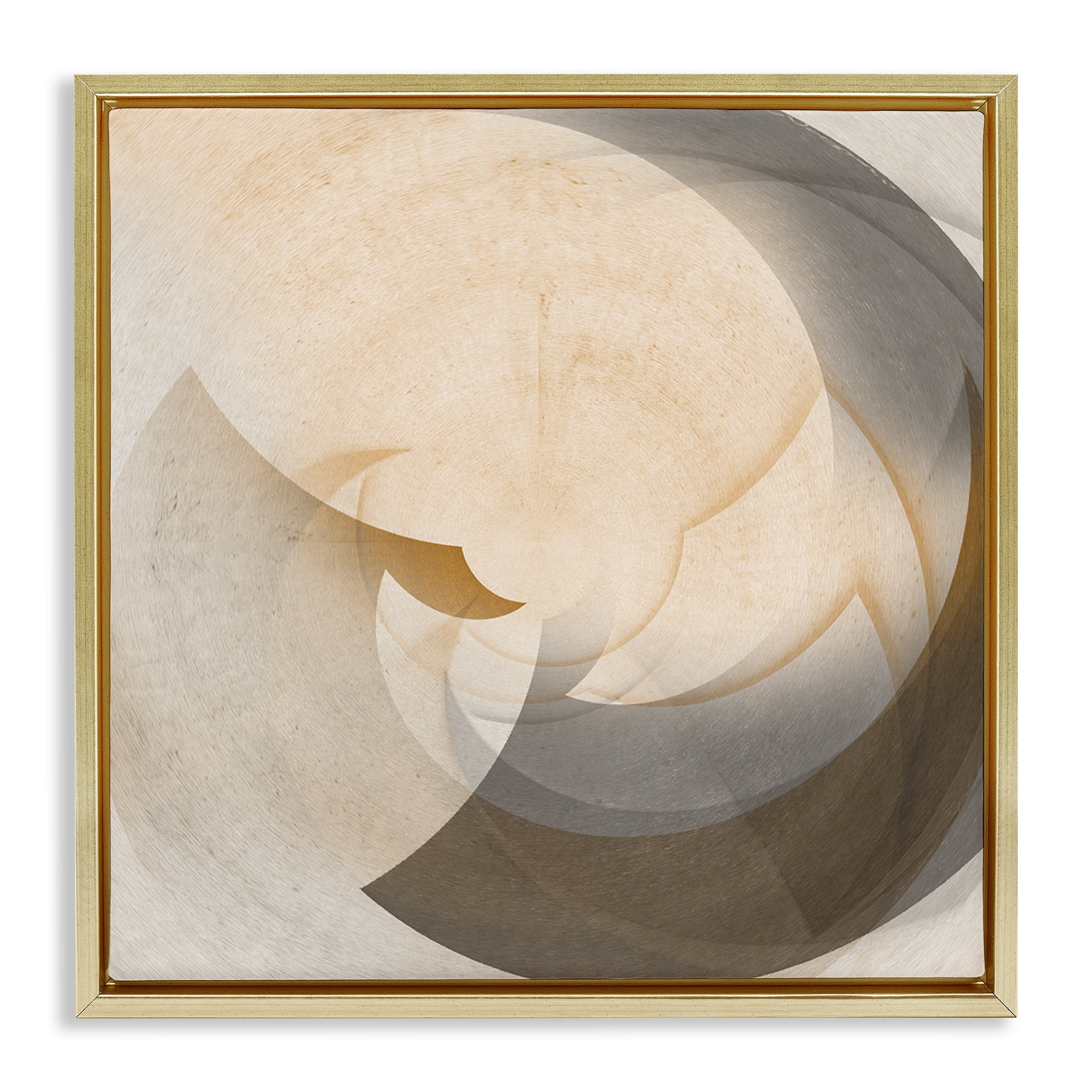 Stupell Industries Shadowed Form Curve Abstract Painting Gold Floater Framed Canvas Art Print Wall Art, 18 x 18
