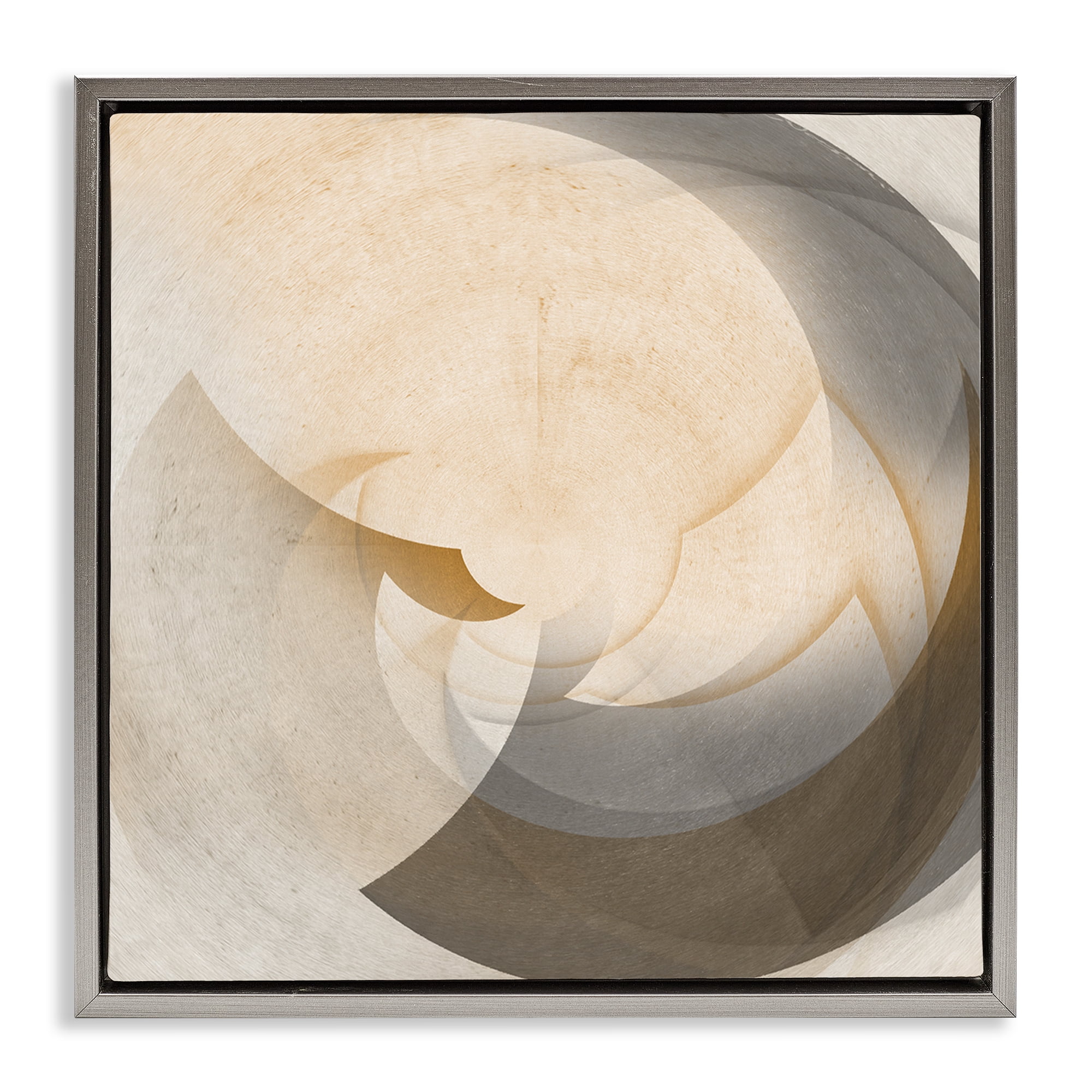 Stupell Industries Shadowed Form Curve Abstract Painting Gray Floater Framed Canvas Art Print Wall Art, 18 x 18