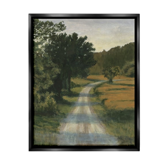 Stupell Industries Shadowed Rural Path Landscape Painting Black Floater Framed Canvas Art Print Wall Art, 17 x 21