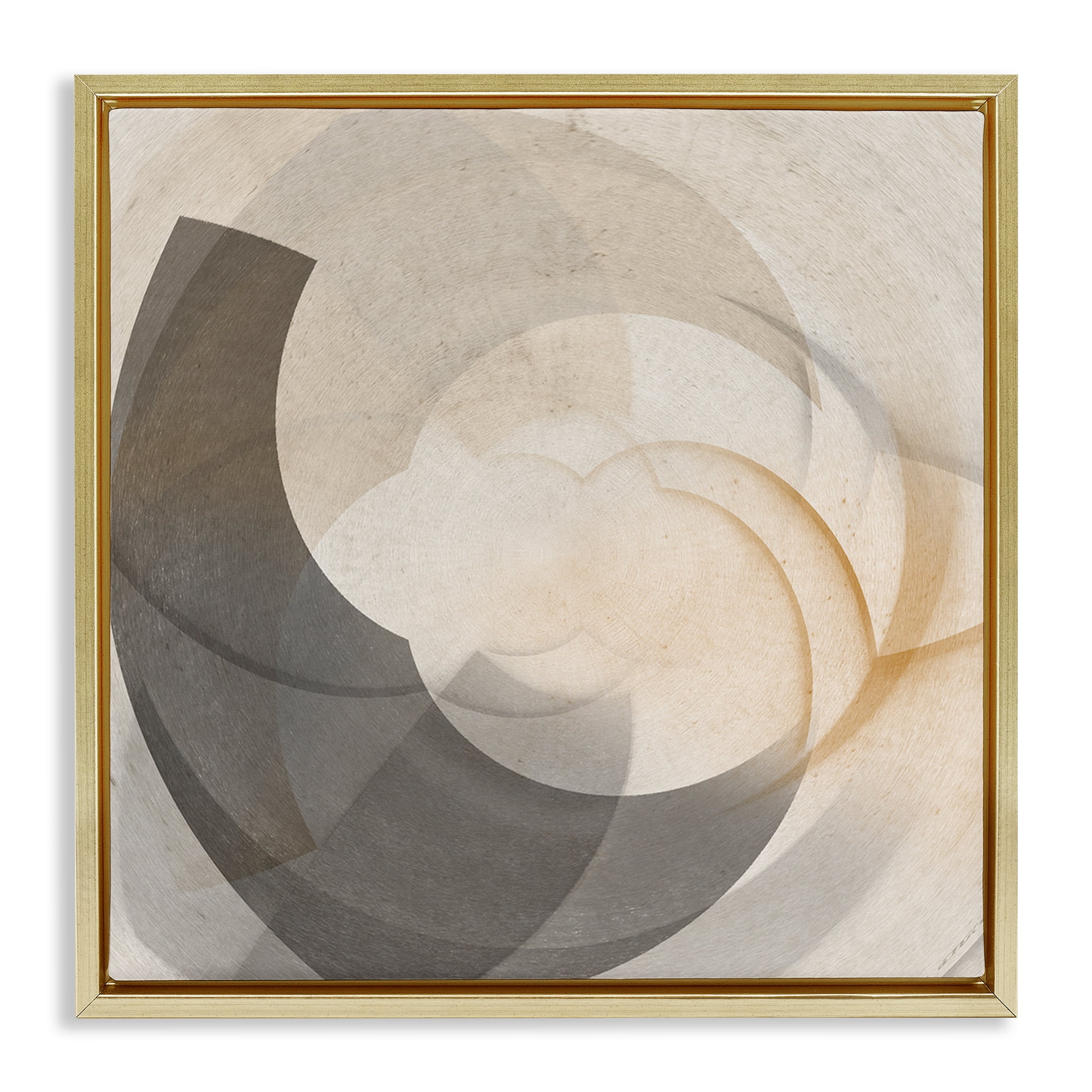 Stupell Industries Shadowed Swoop Abstraction Abstract Painting Gold Floater Framed Canvas Art Print Wall Art, 18 x 18