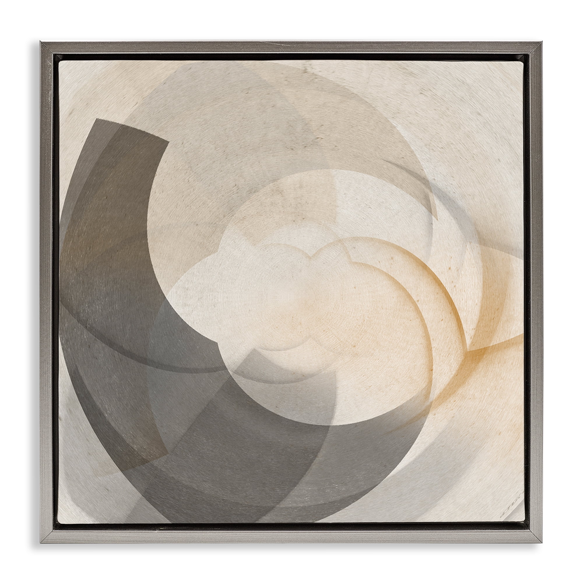 Stupell Industries Shadowed Swoop Abstraction Abstract Painting Gray Floater Framed Canvas Art Print Wall Art, 18 x 18