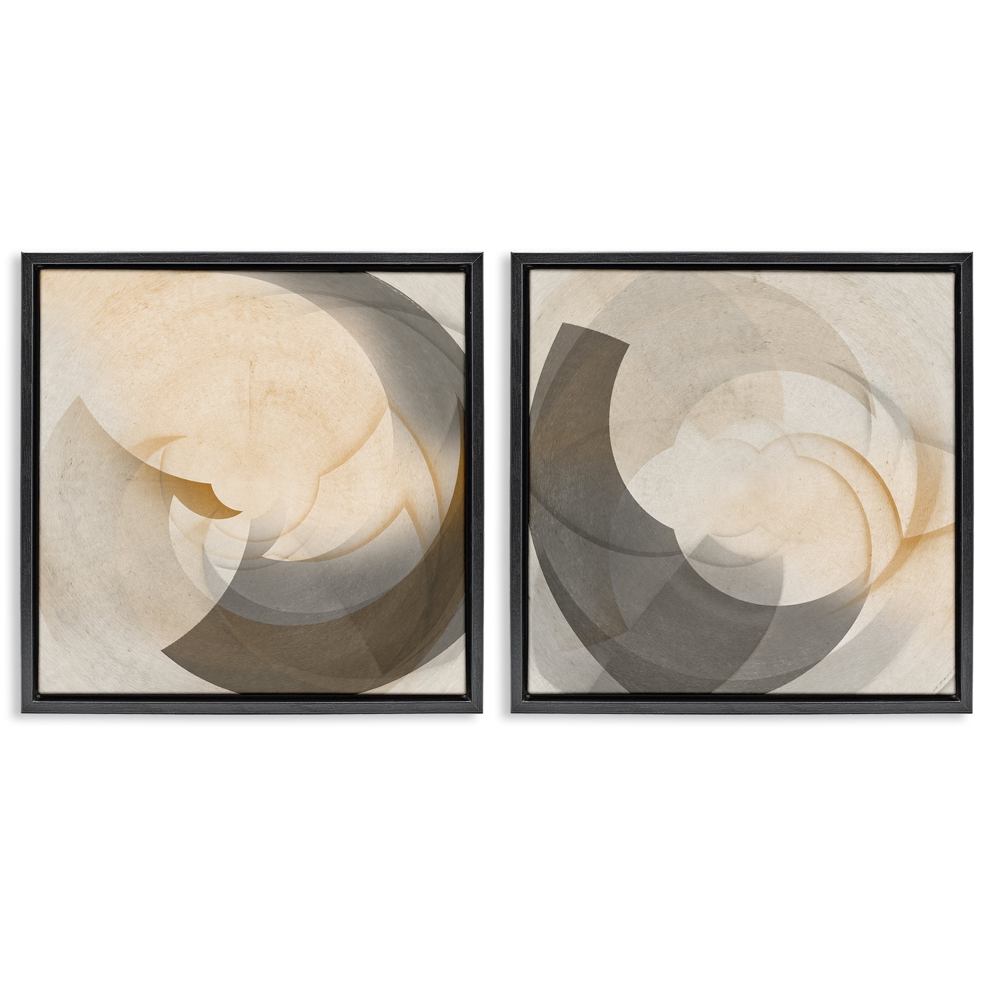 Stupell Industries Shadowed Swoop Abstracts Abstract Painting Black Floater Framed Canvas Art Print Wall Art, 25 x 25, Set of 2