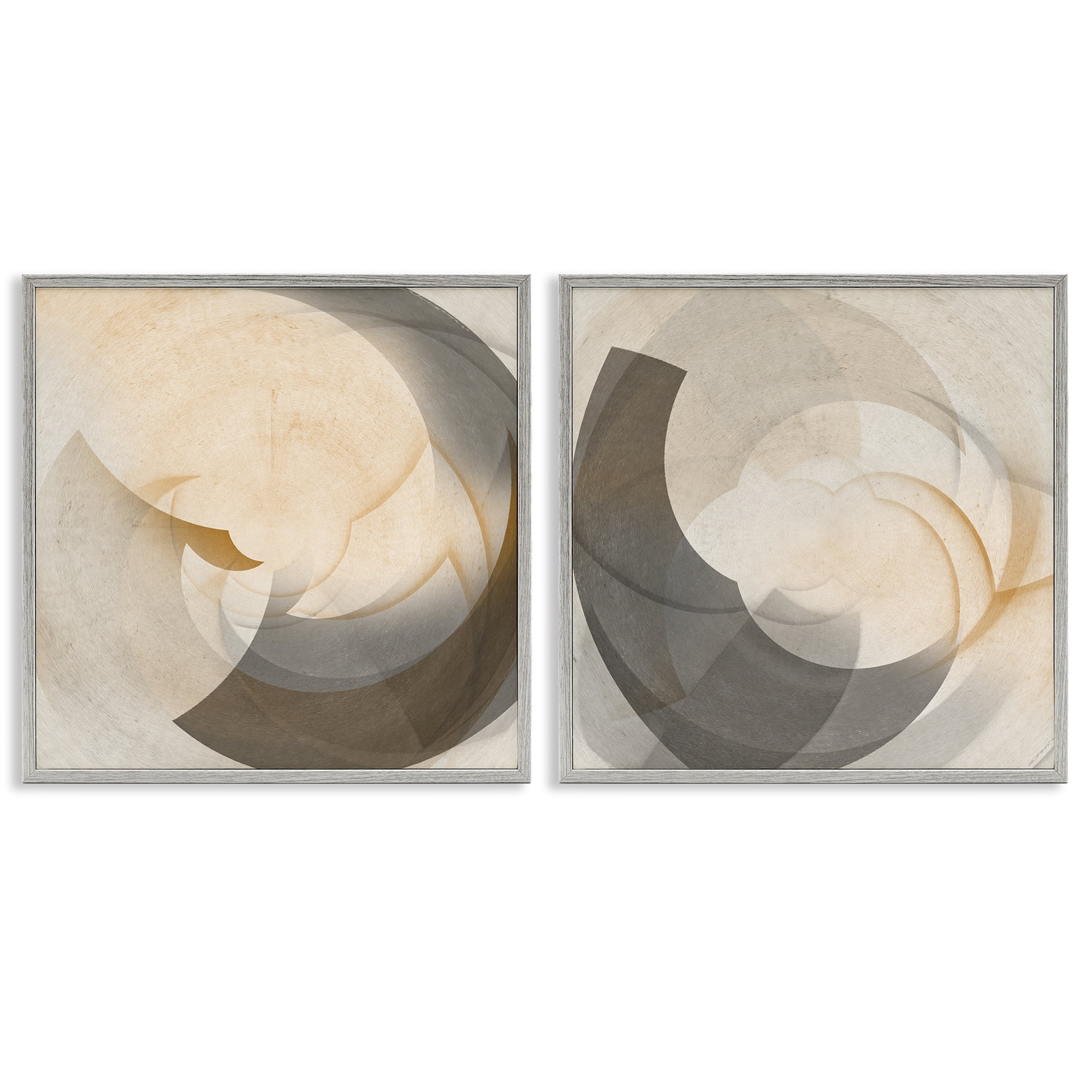 Stupell Industries Shadowed Swoop Abstracts Abstract Painting Gray Framed Art Print Wall Art, 24 x 24, Set of 2