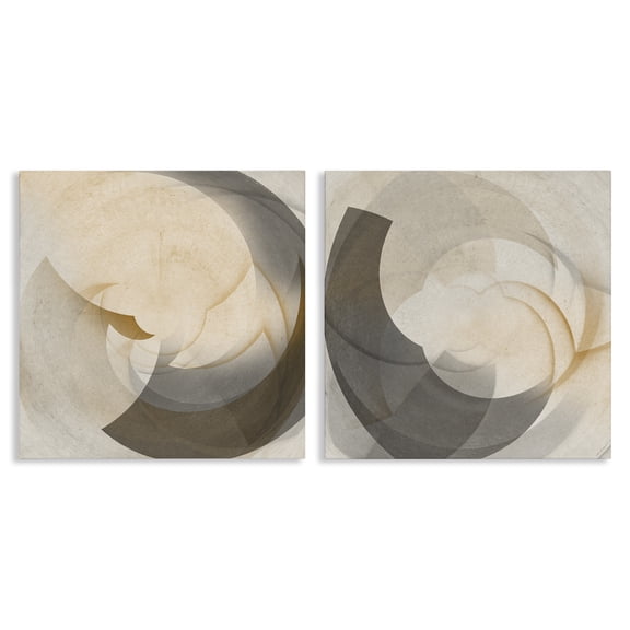 Stupell Industries Shadowed Swoop Abstracts Abstract Painting Wrapped Canvas Art Print Wall Art, 24 x 24, Set of 2