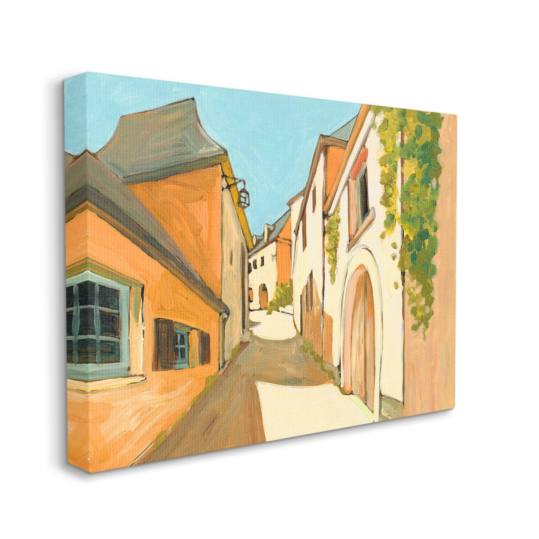 Stupell Industries Shadows Between Buildings European Country Road Canvas Wall Art, 24 x 30, Design by Bart E. Slyp