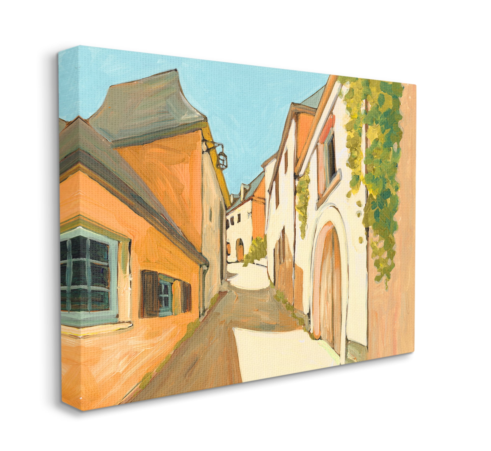Stupell Industries Shadows Between Buildings European Country Road Canvas Wall Art, 36 x 48, Design by Bart E. Slyp