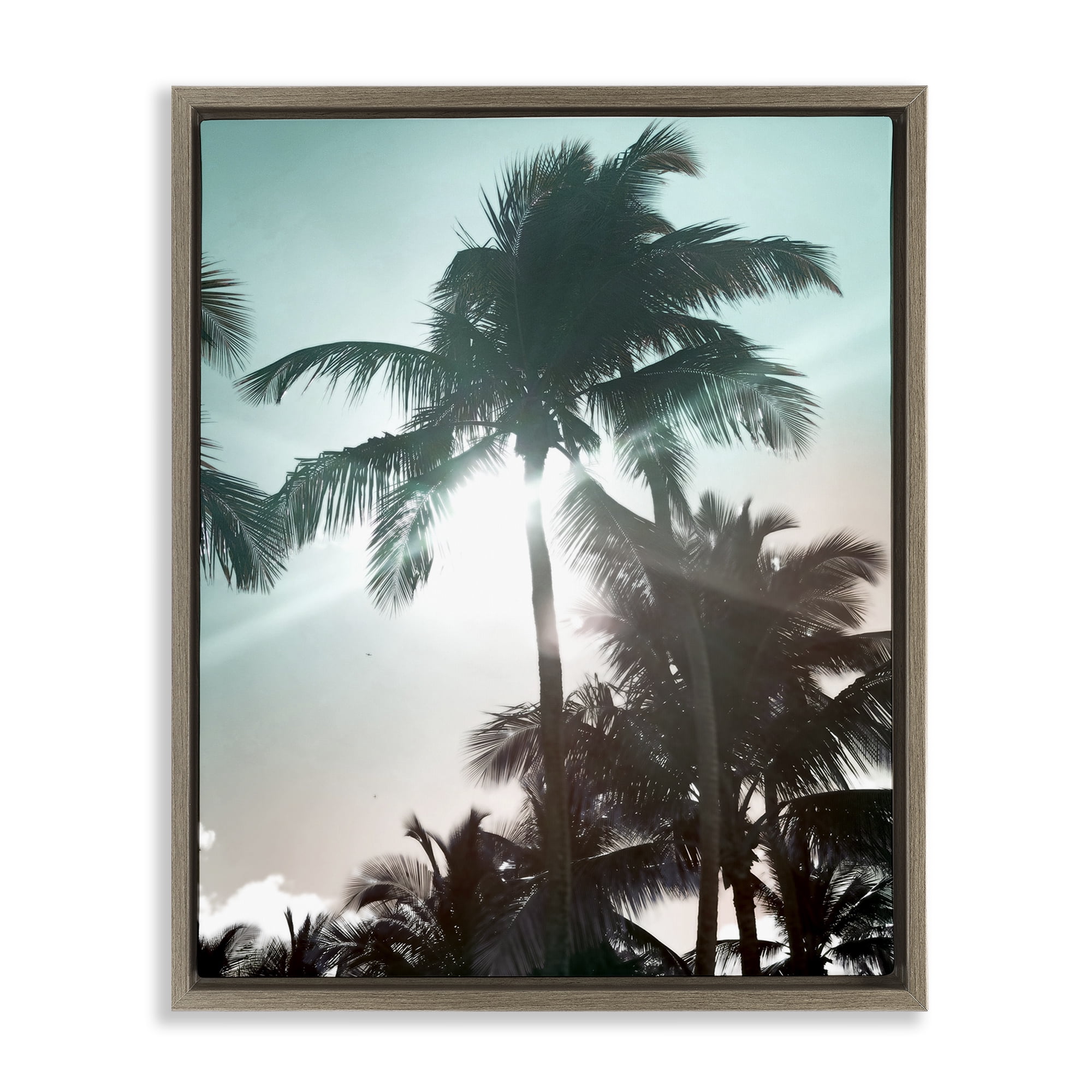 Stupell Industries Shady Palm Trees Coastal Photography Brown Floater Framed Canvas Art Print Wall Art, 25 x 31