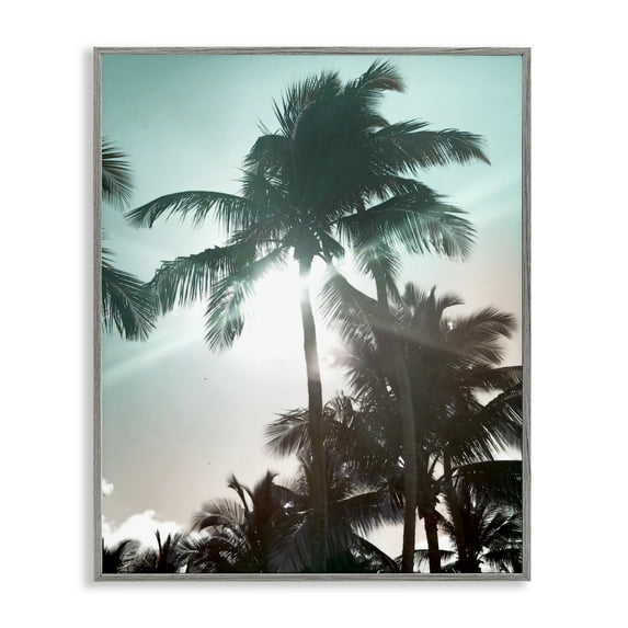 Stupell Industries Shady Palm Trees Coastal Photography Gray Framed Art Print Wall Art, 24 x 30