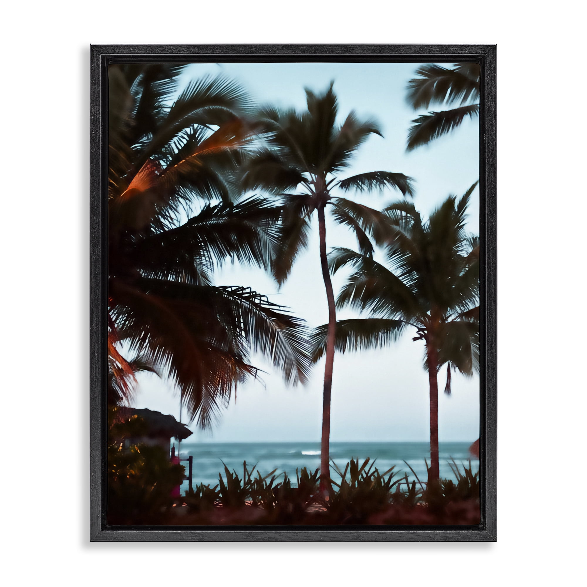 Stupell Industries Shady Palms Beachfront Black Framed Floater Canvas Wall Art, design by Noah Bay