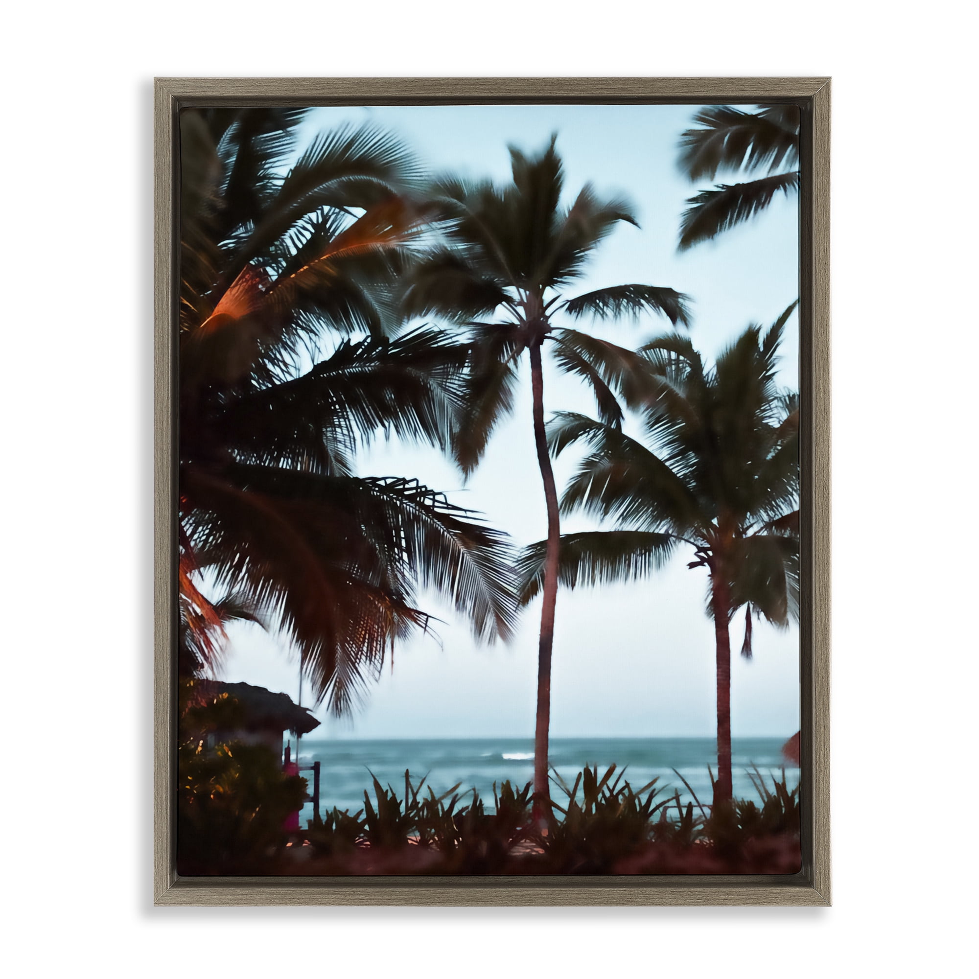 Stupell Industries Shady Palms Beachfront Brown Framed Floater Canvas Wall Art, design by Noah Bay