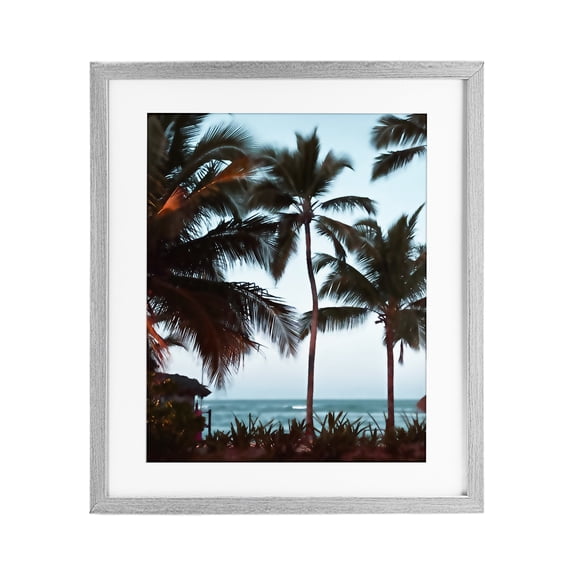 Stupell Industries Coastal Shady Palms Beachfront Gray Framed Print Under Glass, 17 x 21, by Noah Bay