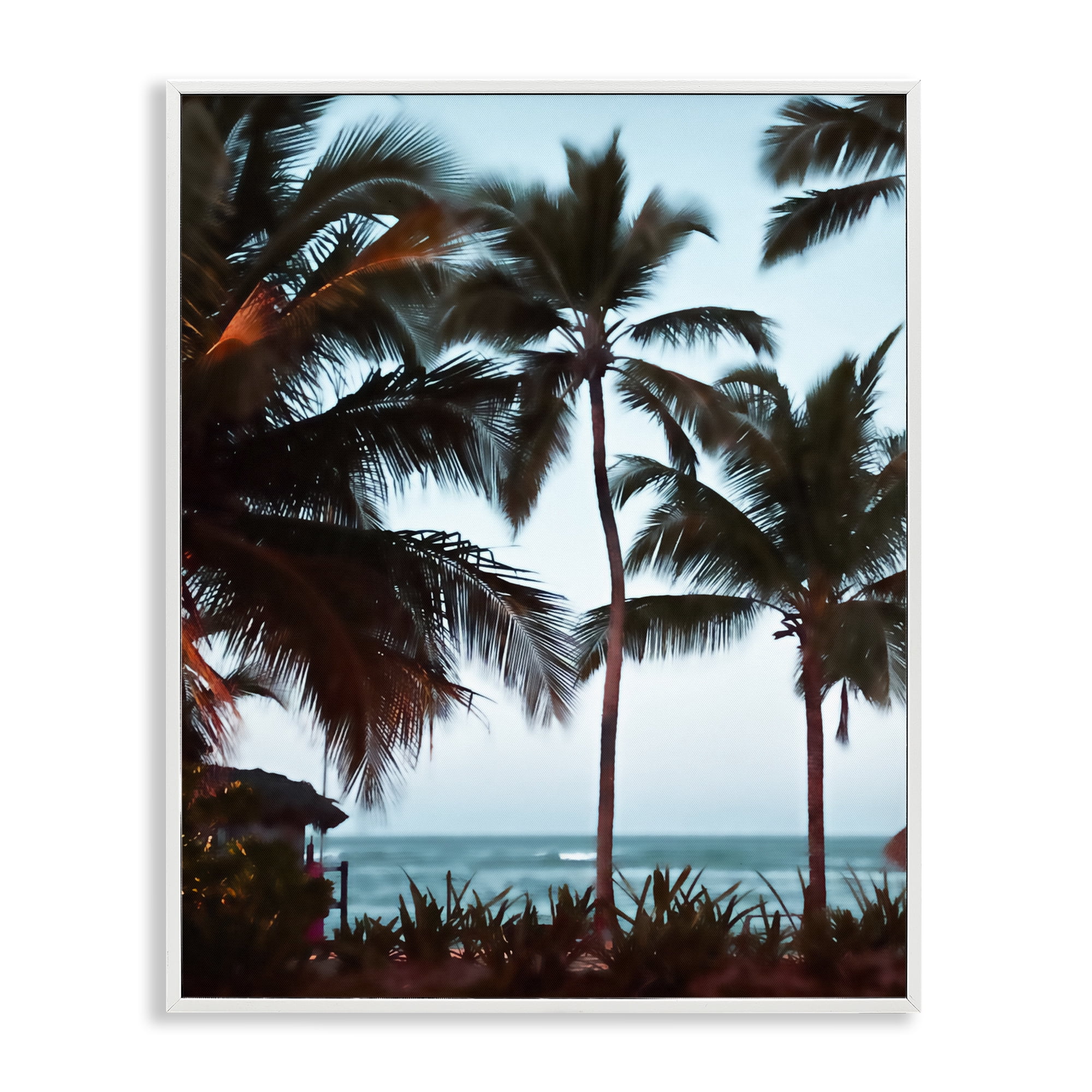 Stupell Industries Shady Palms Beachfront White Framed Giclee Art, design by Noah Bay