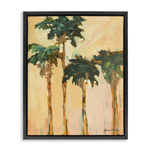Stupell Industries Shady Palms Impression Coastal Painting Black Floater Framed Canvas Art Print Wall Art, 17 x 21