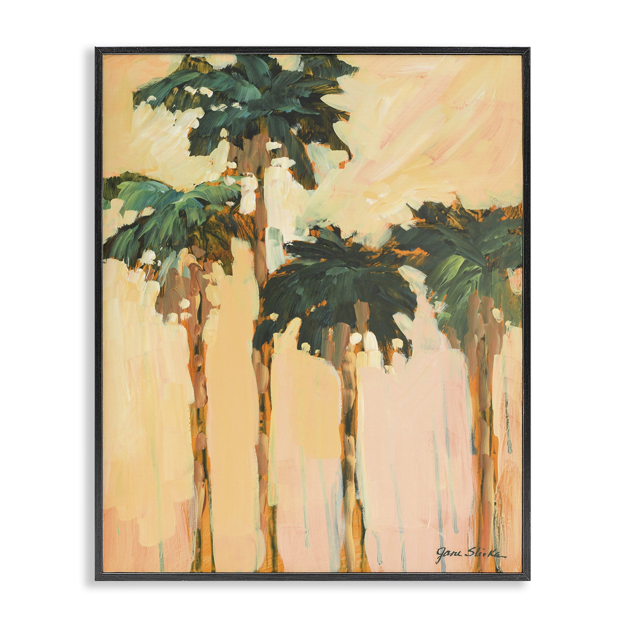 Shady Palms Coastal Painting with Black Wood Frame, 16 x 20