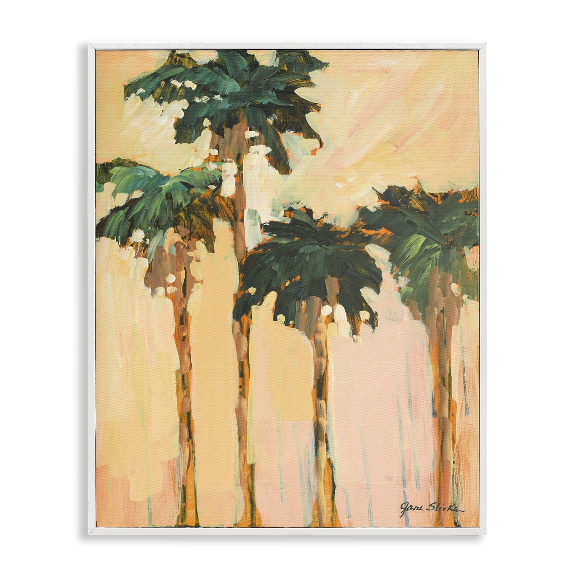 Stupell Industries Shady Palms Impression Coastal Painting White Framed Art Print Wall Art, 11 x 14