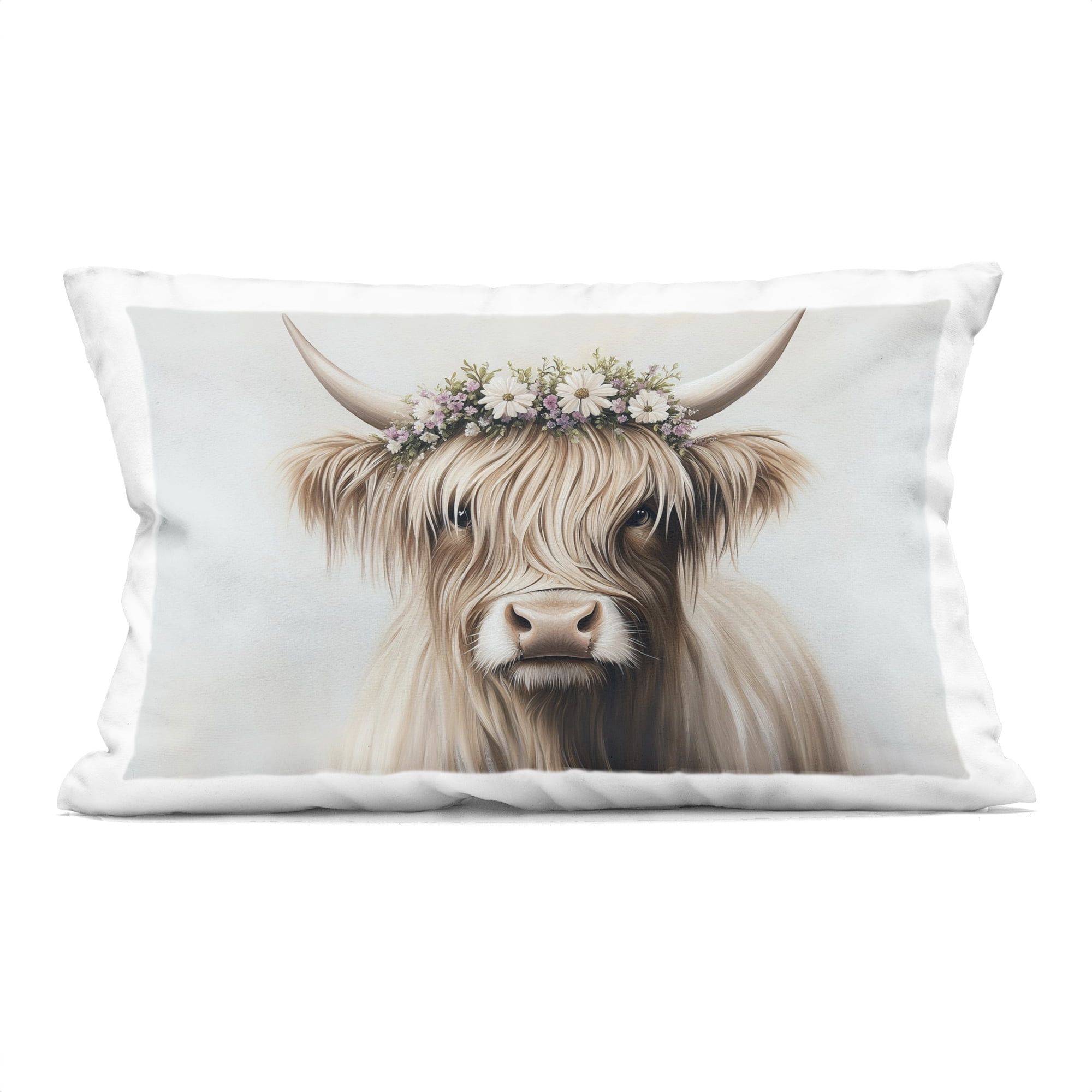 Stupell Industries Shaggy Cattle Floral Crown Decorative Printed Throw Pillow, design by Shawna Stewart