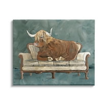 Stupell Industries Shaggy Cattle Resting Living Room Couch Green Gray, 40 x 30, Design by Cindy Jacobs