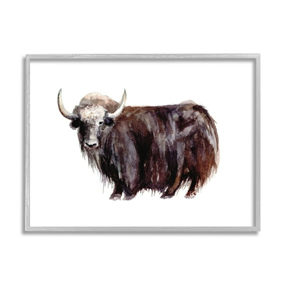Stupell Industries Shaggy Cattle Watercolor Painting Farm Animal Yak Portrait, 20 x 16,Design by Fox Hollow Studios
