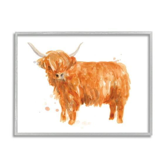 Stupell Industries Shaggy Country Cattle Orange Yak Soft Tones, 16 x 20, Designed by June Erica Vess