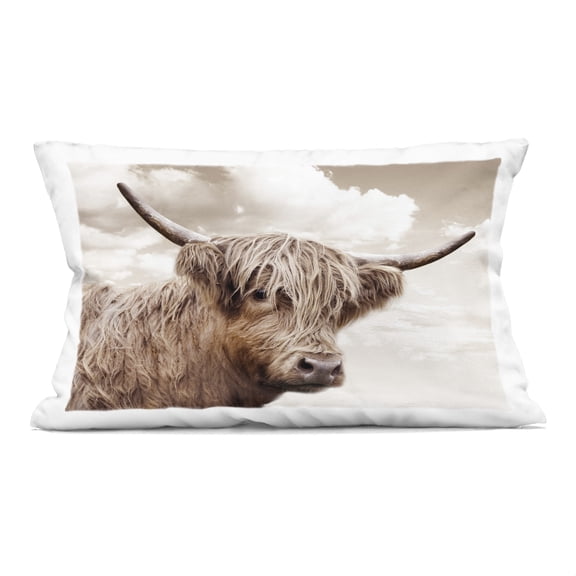 Stupell Industries Shaggy Highland Cow & Clouds Decorative Printed Throw Pillow, design by CAD Designs, 14 x 7 x 20