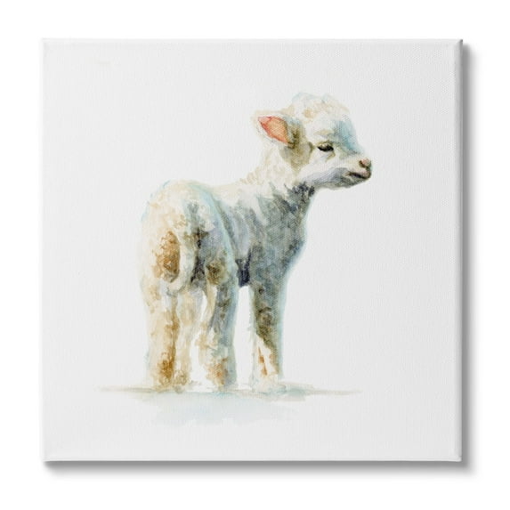 Stupell Industries Shaggy Lamb Watercolor Painting Children's Nursery Animal, 17 x 17,Design by Fox Hollow Studios