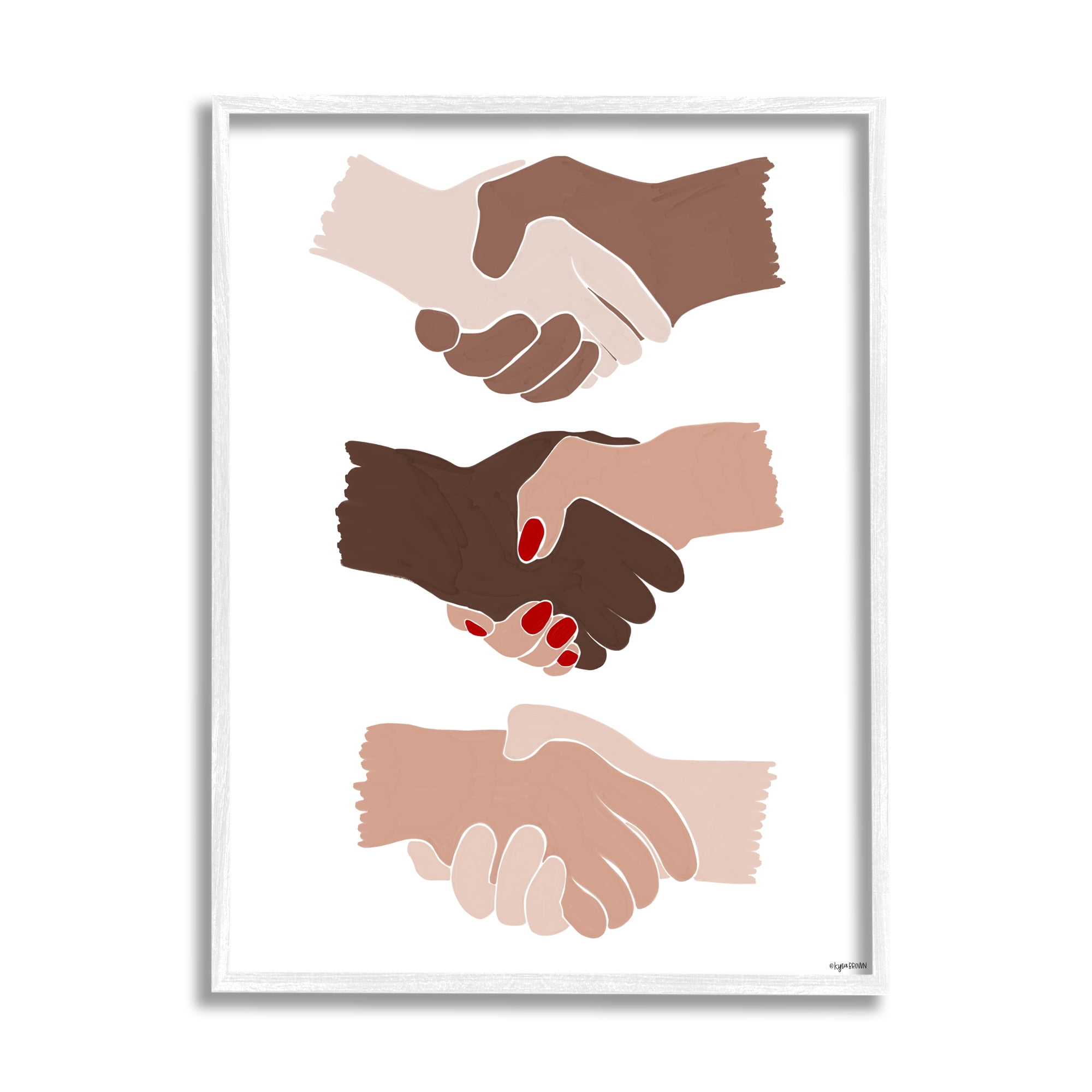 Stupell Industries Shaking Hands Inclusivity Motivation Diverse Cultures, 24 x 30, Designed by Kyra Brown