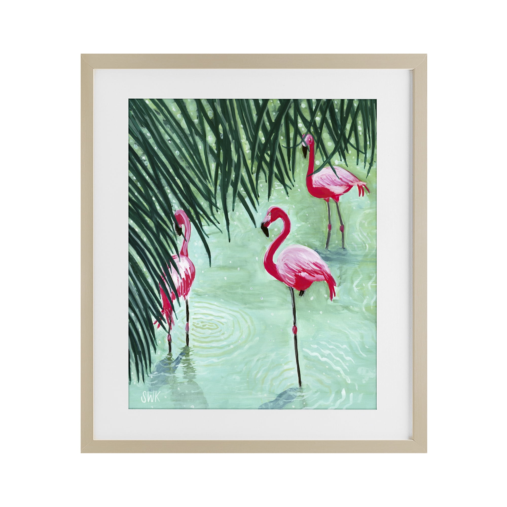 Stupell Industries Shallow Flamingo Pond Birch Framed Print Under Glass, design by Sarah Waldron Kimball