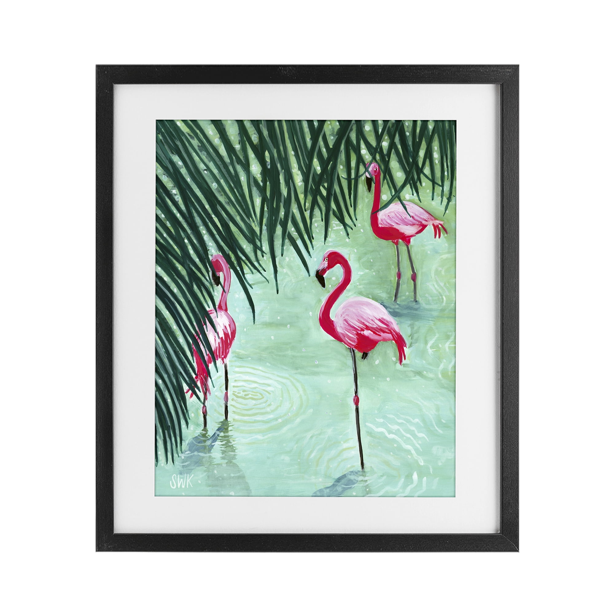 Stupell Industries Shallow Flamingo Pond Black Framed Print Under Glass, design by Sarah Waldron Kimball
