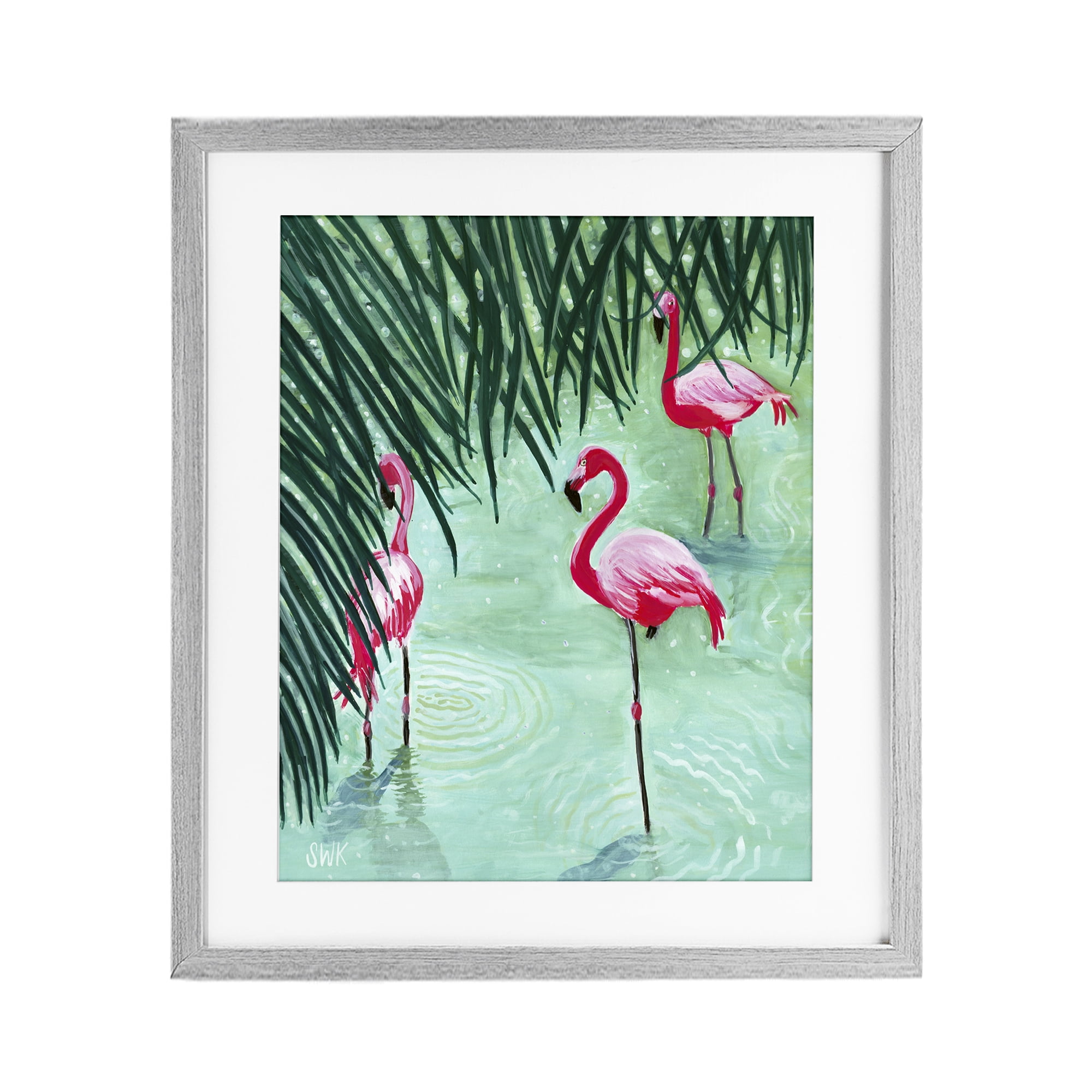 Stupell Industries Shallow Flamingo Pond Gray Framed Print Under Glass, design by Sarah Waldron Kimball