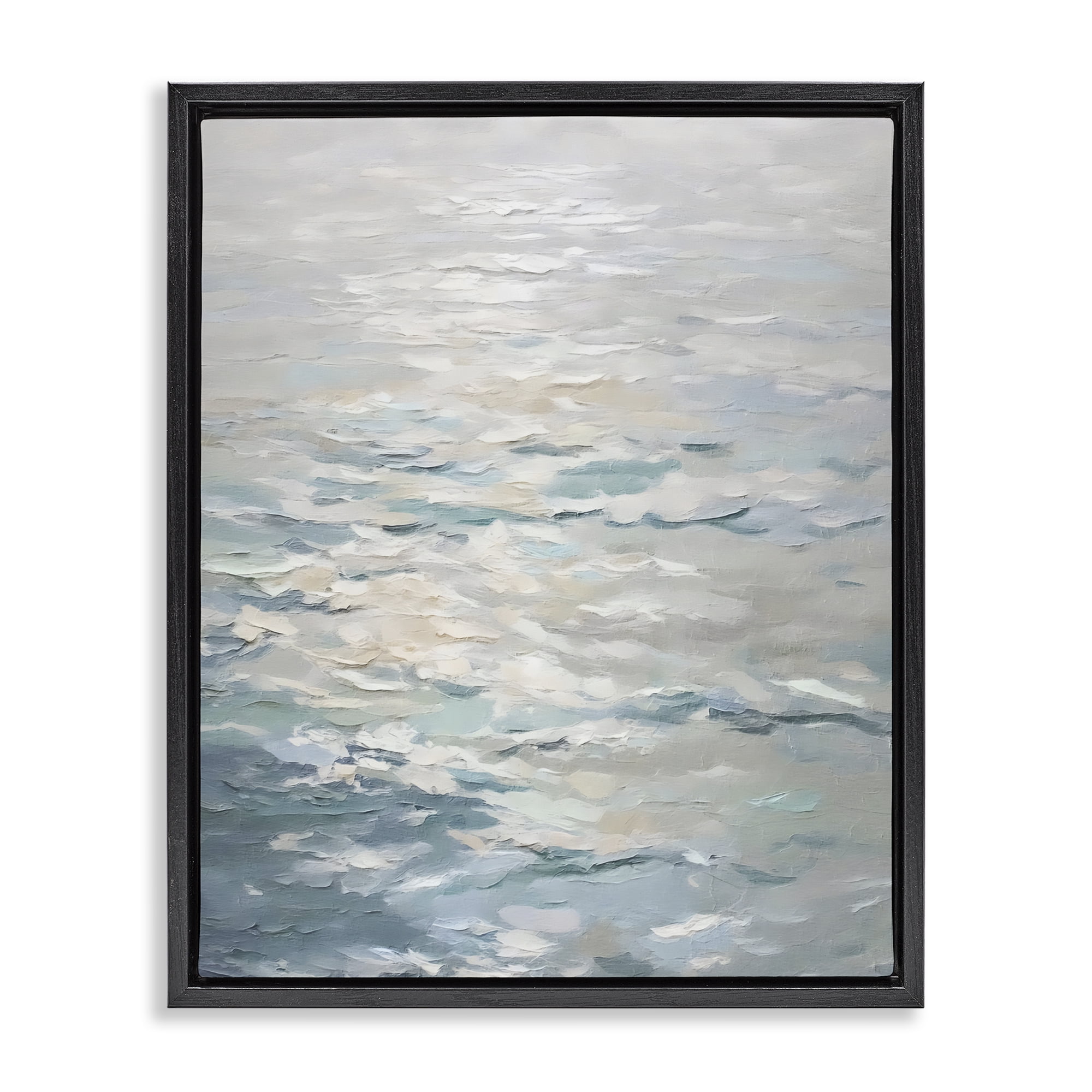 Stupell Industries Shallow Reflections Calm Sea Black Framed Floater Canvas Wall Art, design by Riley B