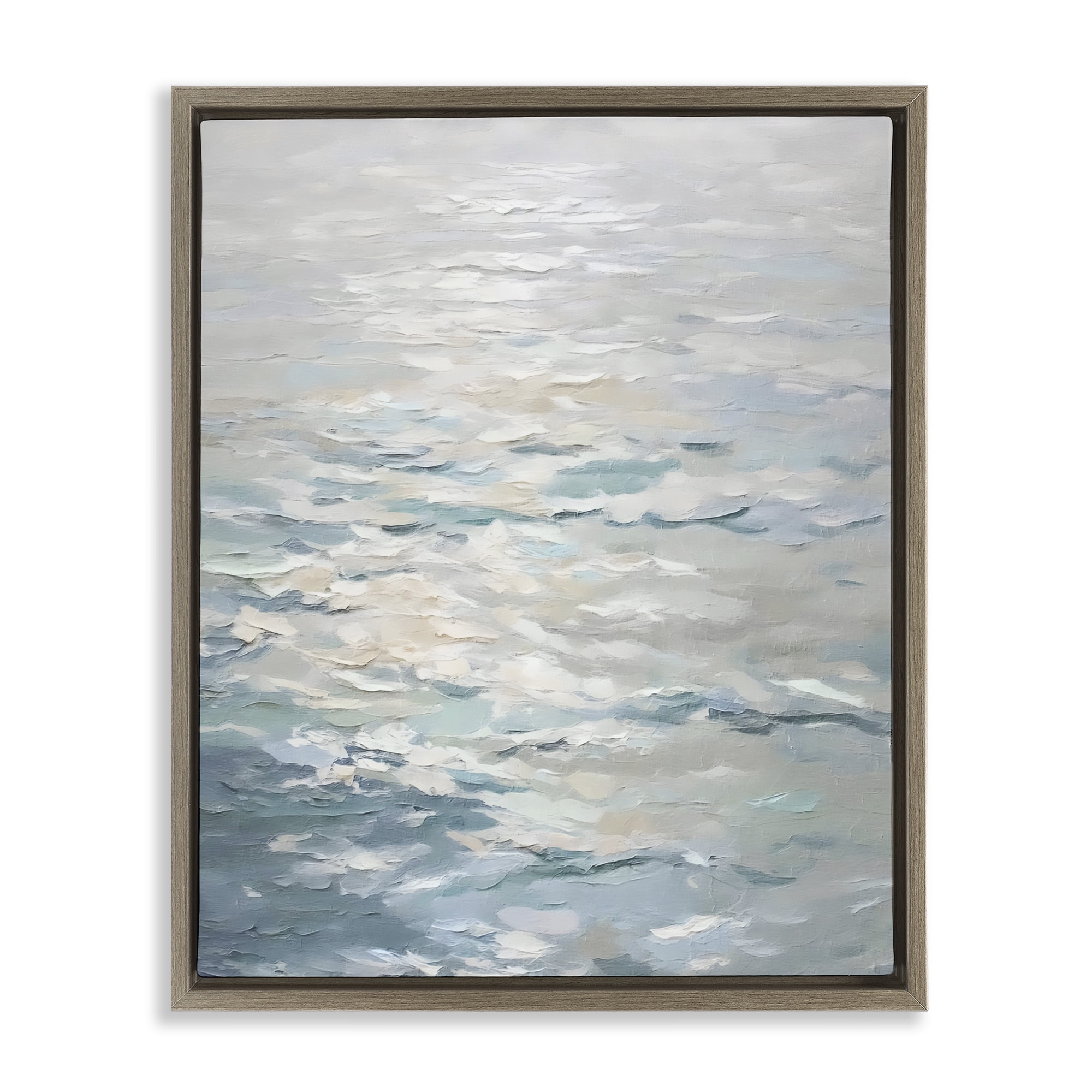 Stupell Industries Shallow Reflections Calm Sea Brown Framed Floater Canvas Wall Art, design by Riley B
