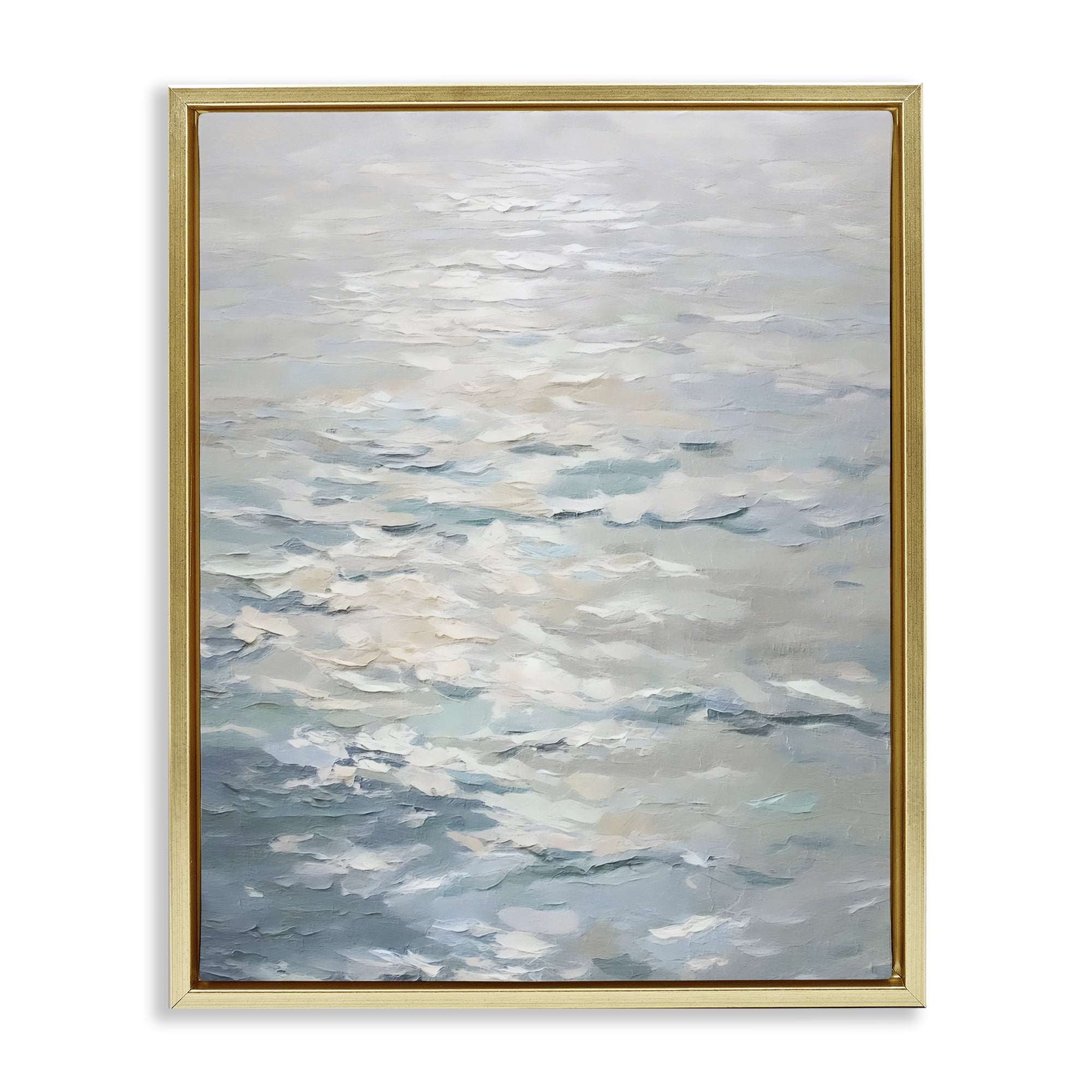 Stupell Industries Shallow Reflections Calm Sea Gold Framed Floater Canvas Wall Art, design by Riley B