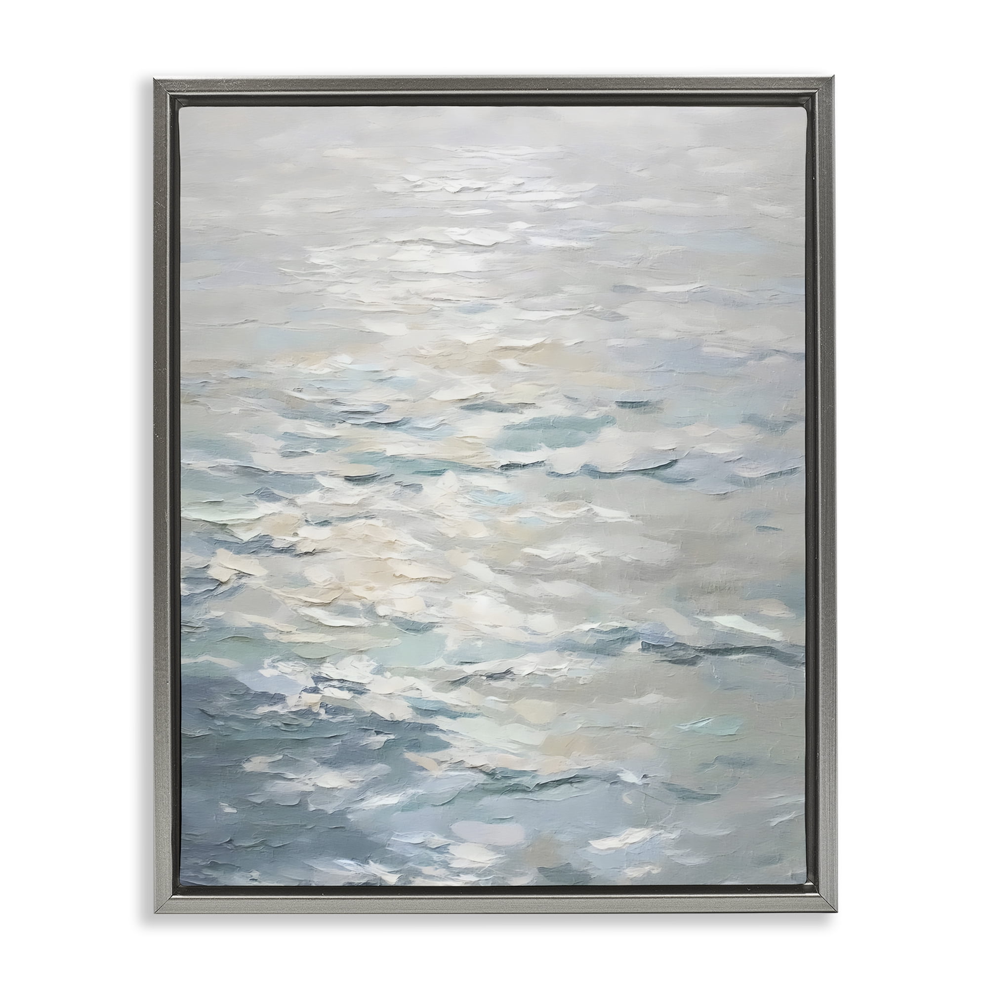 Stupell Industries Shallow Reflections Calm Sea Gray Framed Floater Canvas Wall Art, design by Riley B