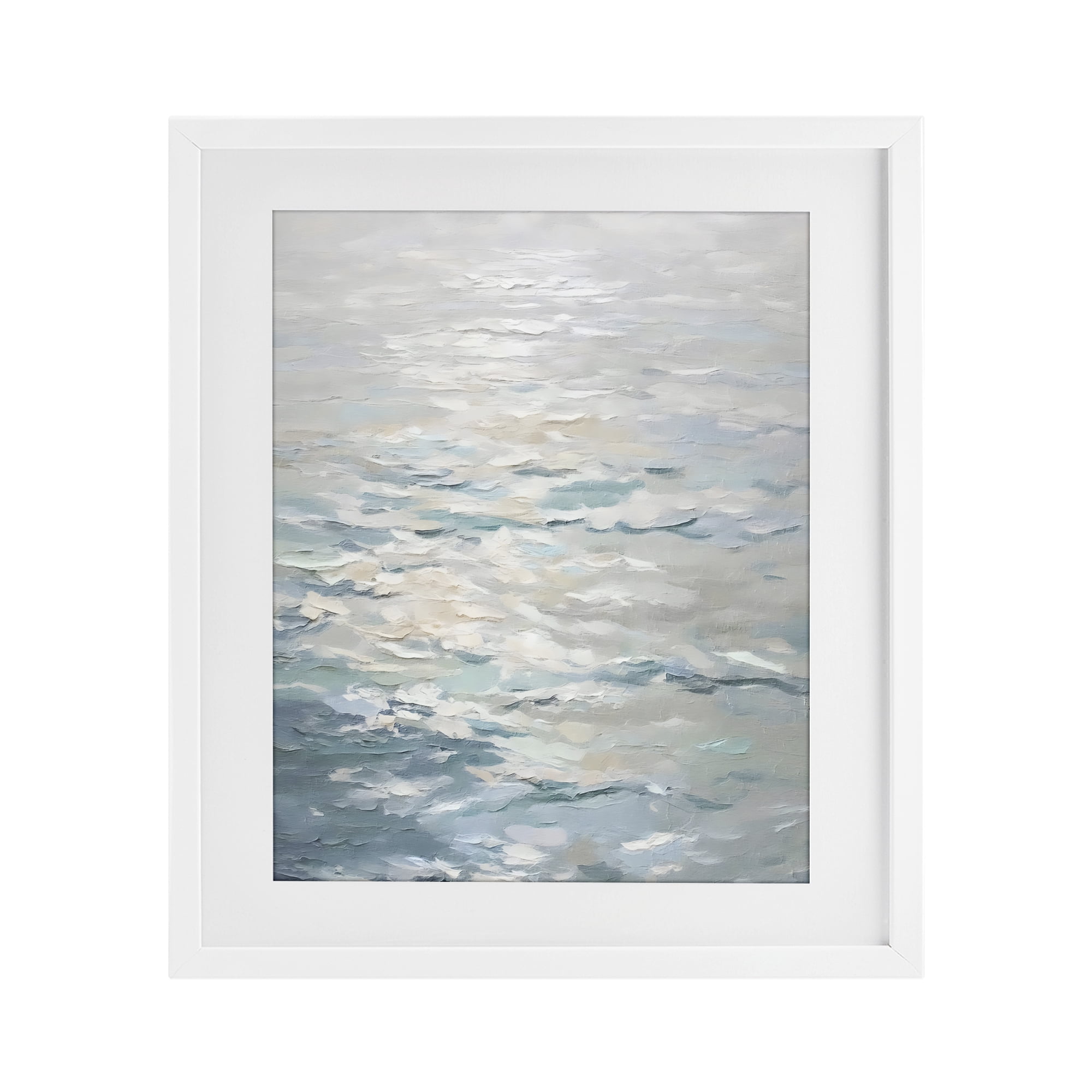 Stupell Industries Shallow Reflections Calm Sea White Framed Print Under Glass, design by Riley B