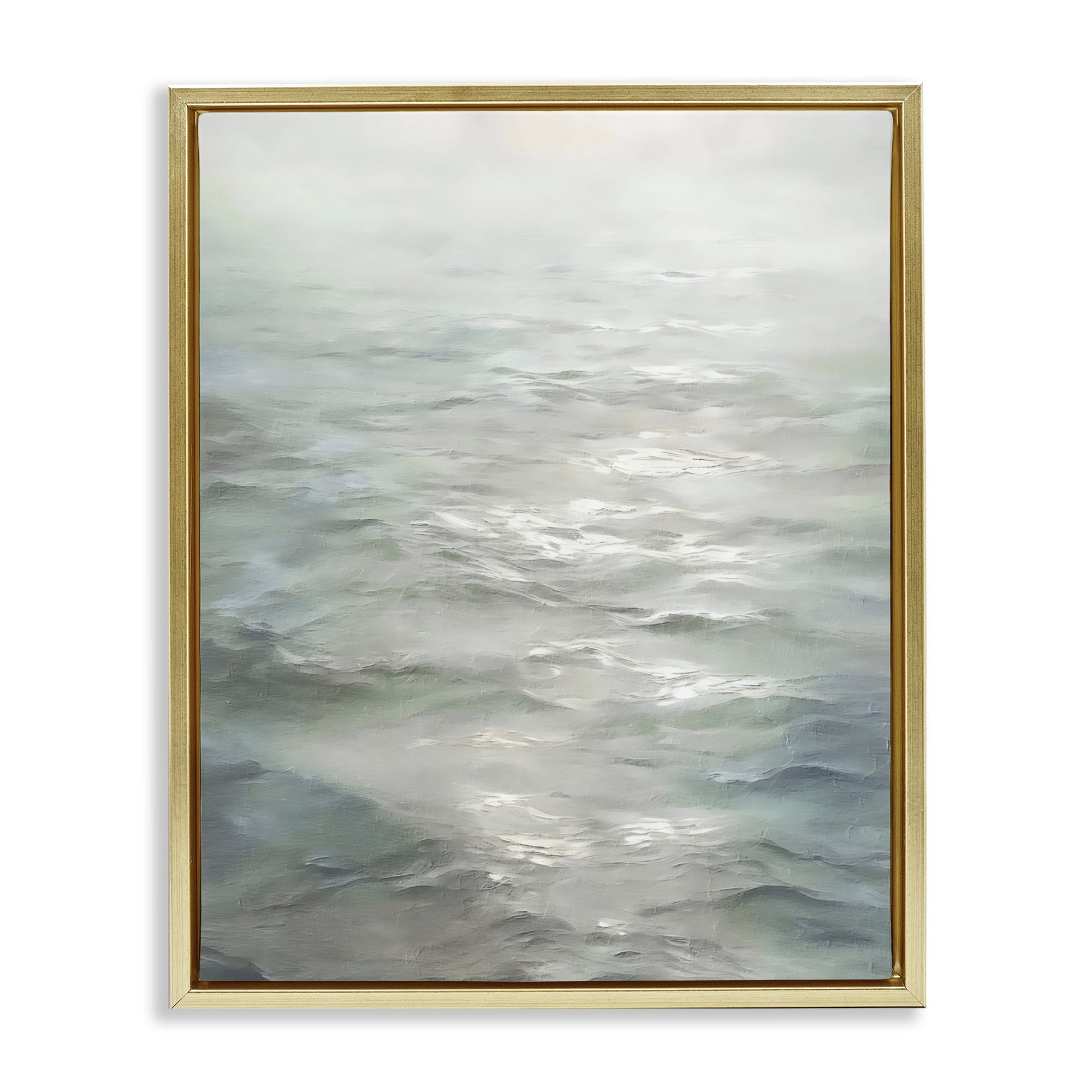 Stupell Industries Shallow Reflections on Sea Gold Framed Floater Canvas Wall Art, design by Riley B