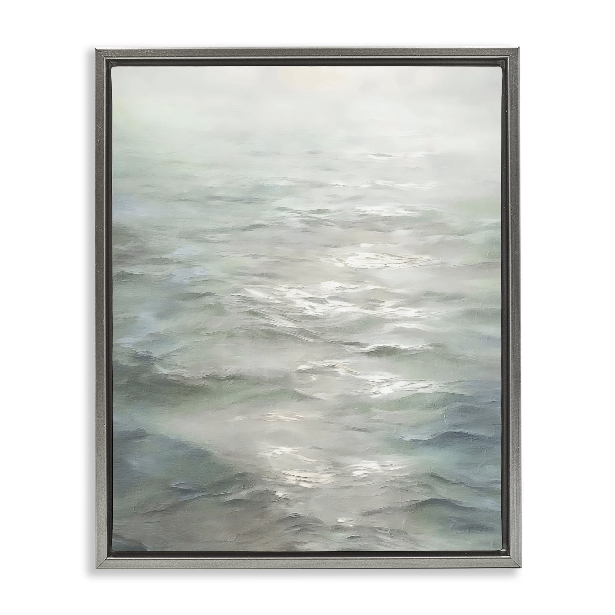 Stupell Industries Shallow Reflections on Sea Gray Framed Floater Canvas Wall Art, design by Riley B