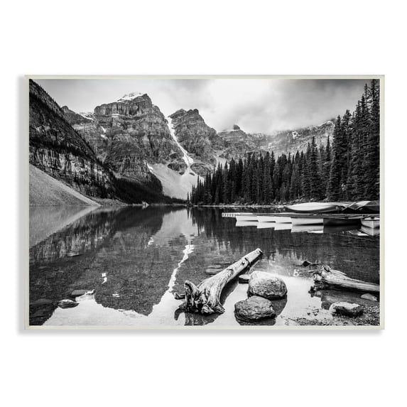 Stupell Industries Shallow Waters Mountain Range Landscape Docked Boats, 19 x 13, Design by Daniel Sproul