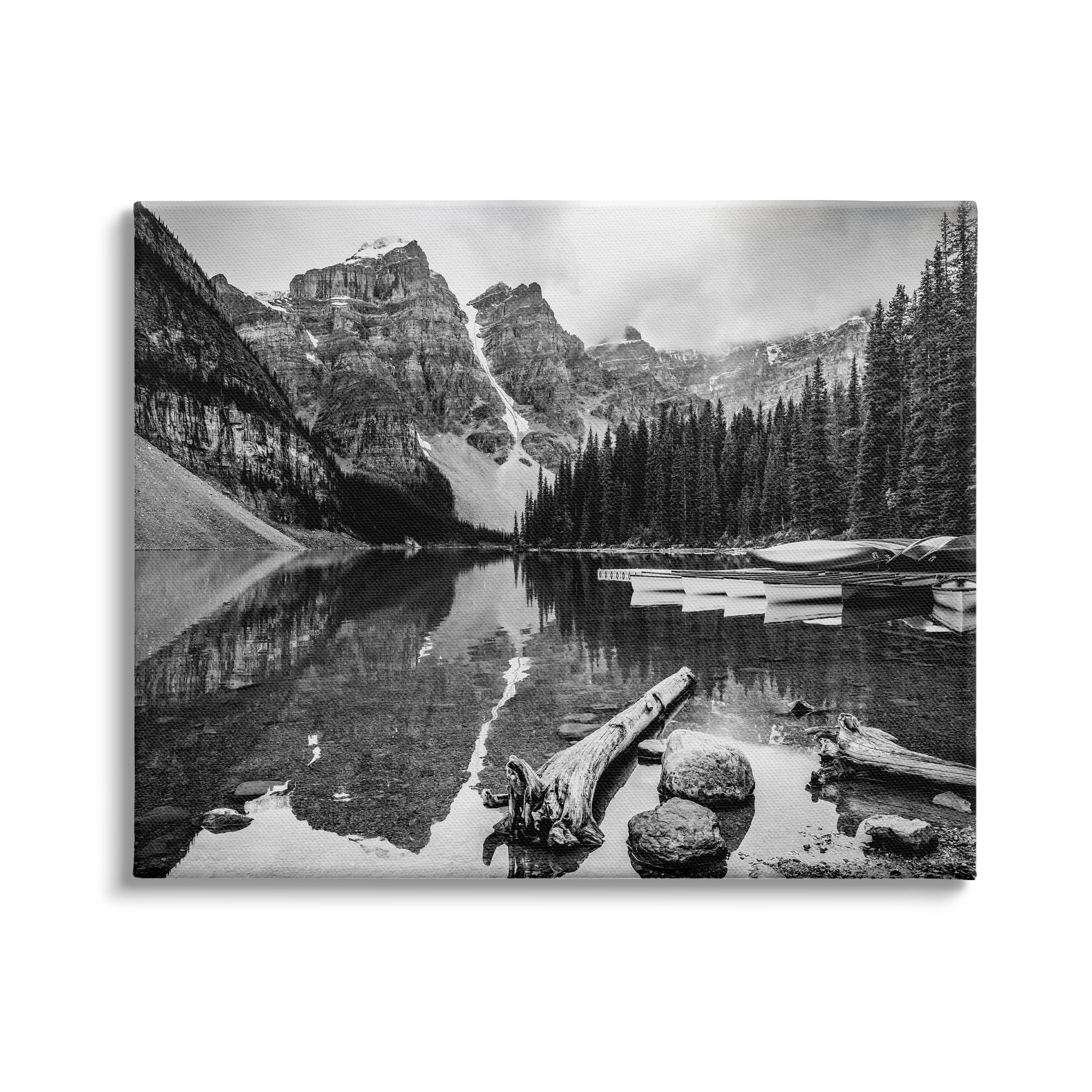 Stupell Industries Shallow Waters Mountain Range Landscape Docked Boats, 20 x 16, Design by Daniel Sproul