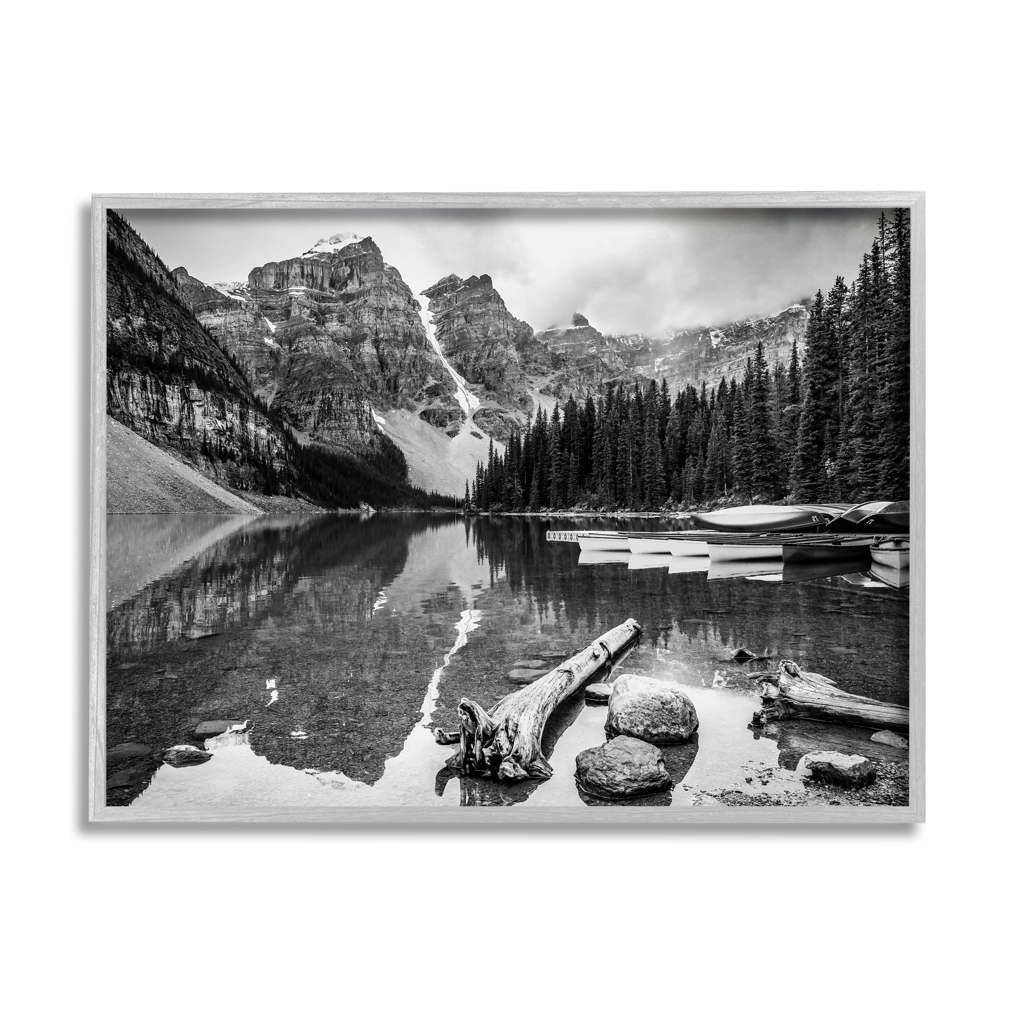 Stupell Industries Shallow Waters Mountain Range Landscape Docked Boats, 20 x 16, Design by Daniel Sproul