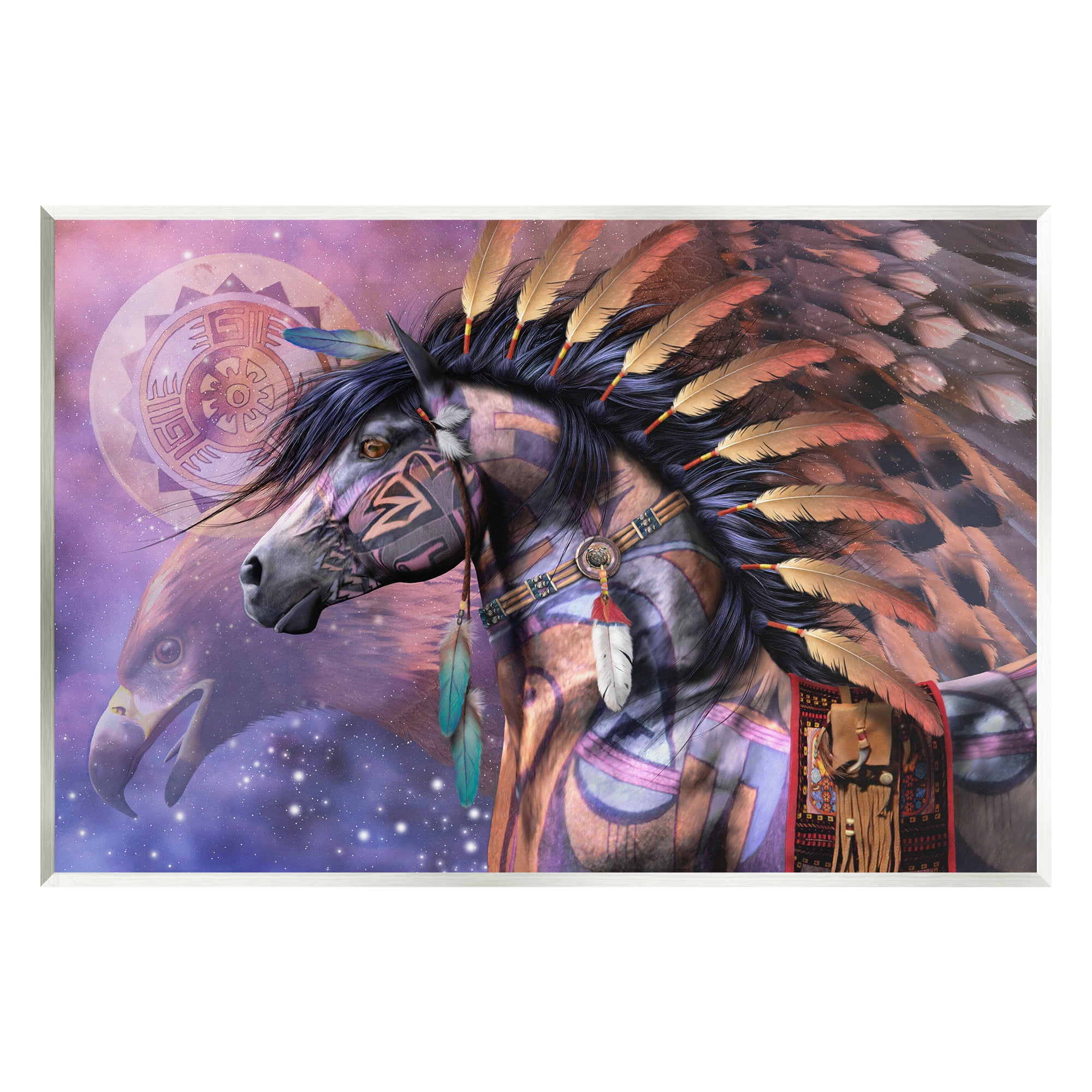 Stupell Industries Shaman Native Horse Animals & Insects Painting Unframed Art Print Wall Art, 19 x 13