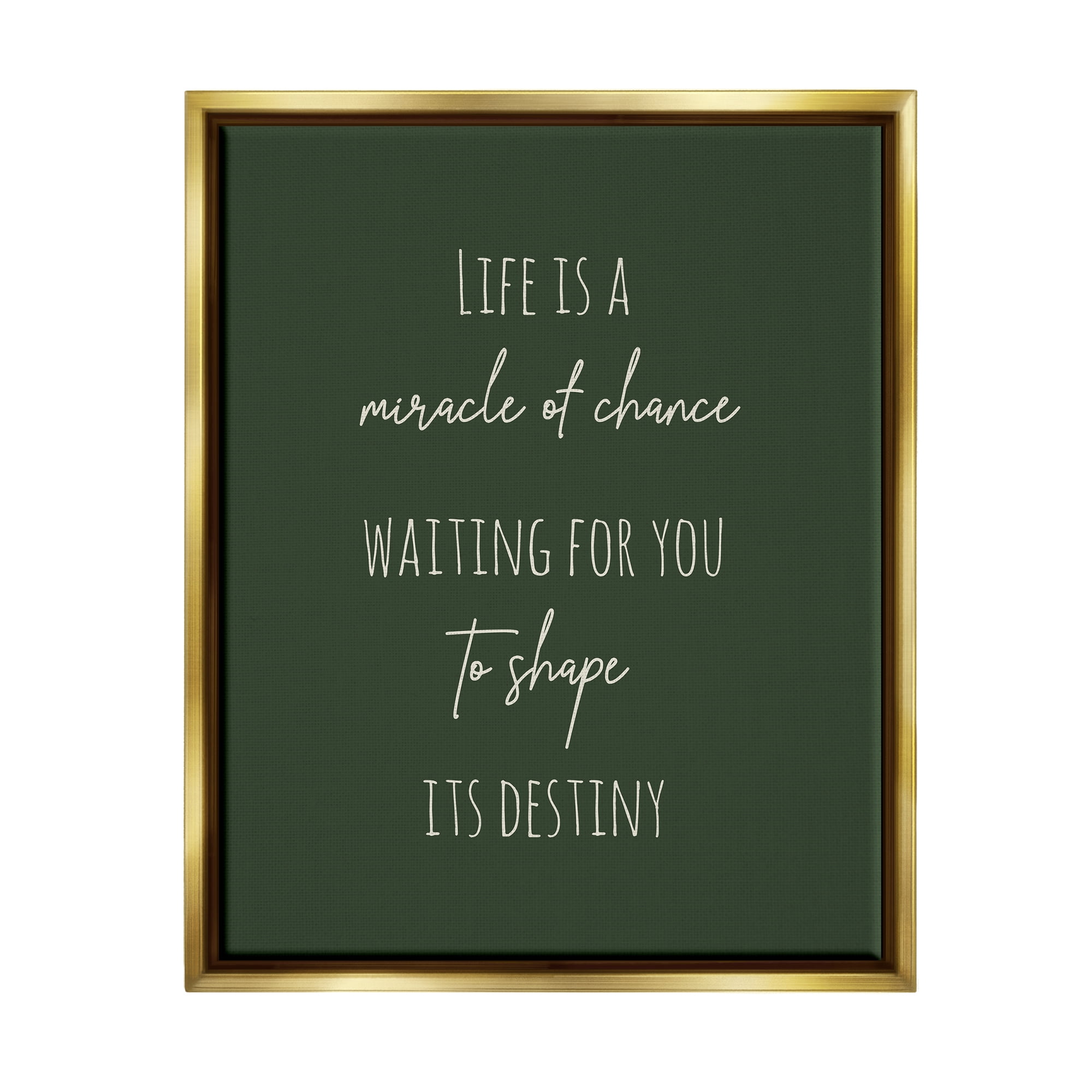 Stupell Industries Shape Life's Destiny Phrase Inspirational Painting Gold Floater Framed Canvas Art Print Wall Art, 25 x 31