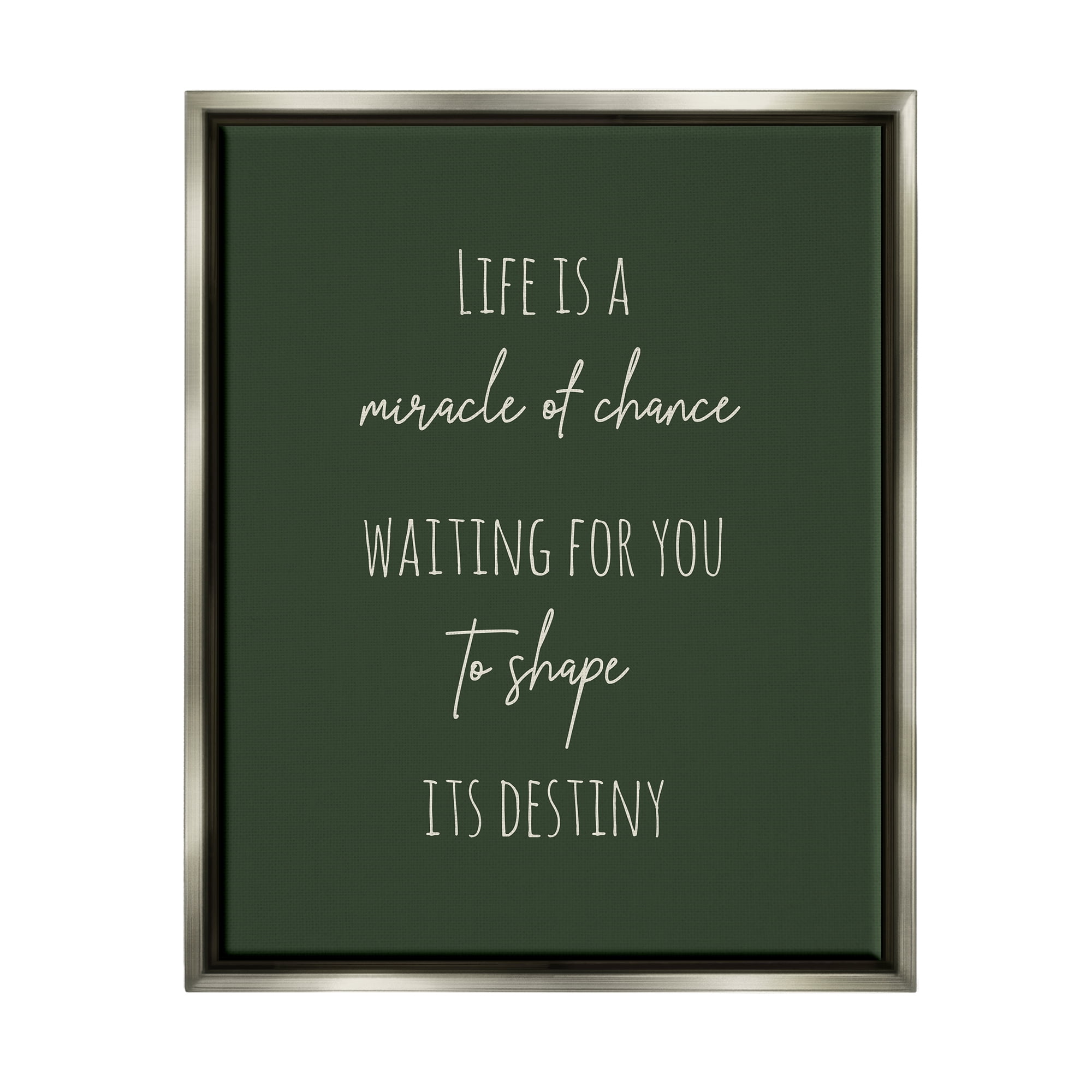 Stupell Industries Shape Life's Destiny Phrase Inspirational Painting Gray Floater Framed Canvas Art Print Wall Art, 25 x 31