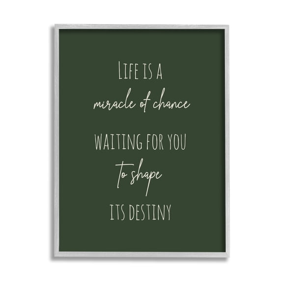 Stupell Industries Shape Life's Destiny Phrase Inspirational Painting Gray Framed Art Print Wall Art, 24 x 30