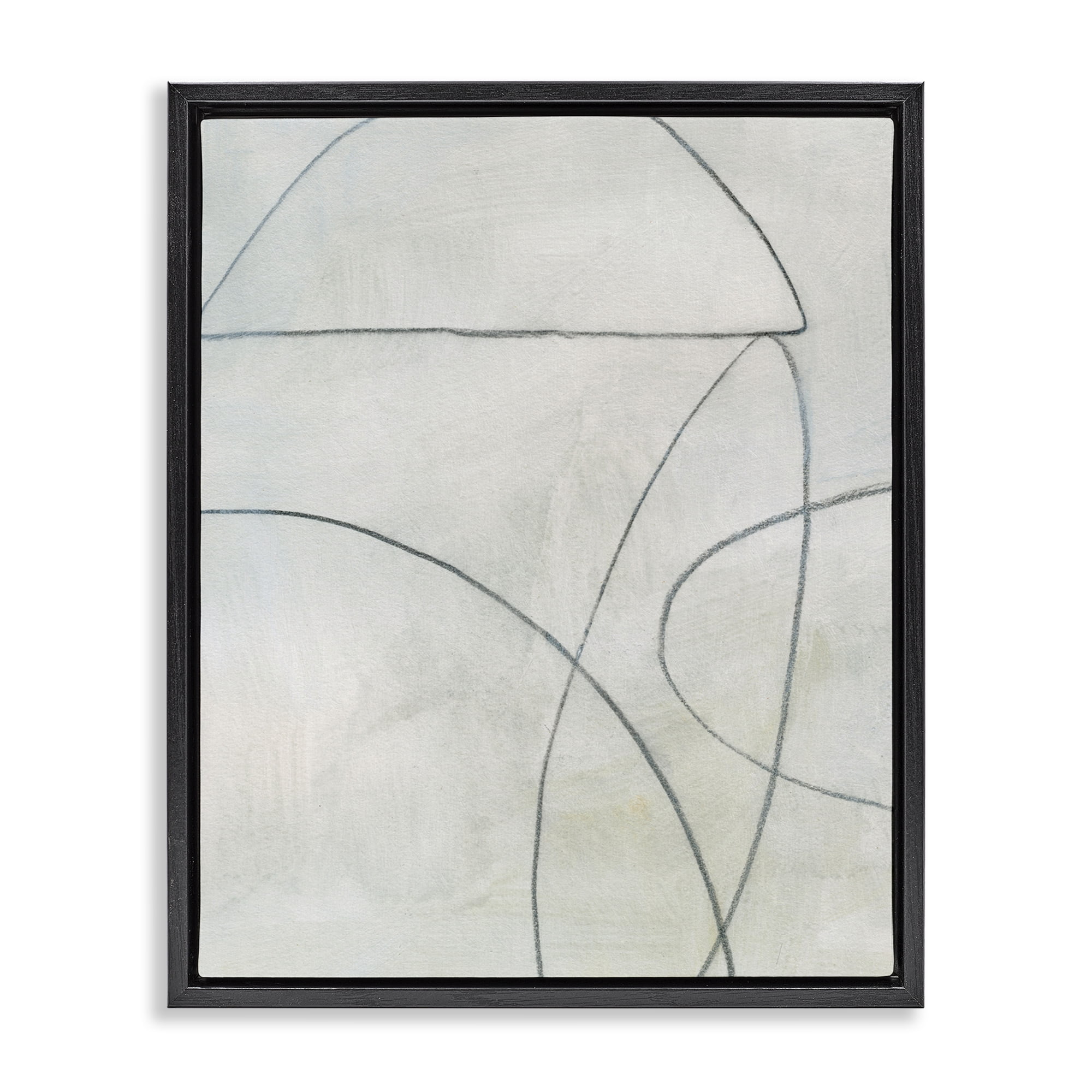 Stupell Industries Shapes Sketch on Grey Abstract Drawing Black Floater Framed Canvas Art Print Wall Art, 25 x 31