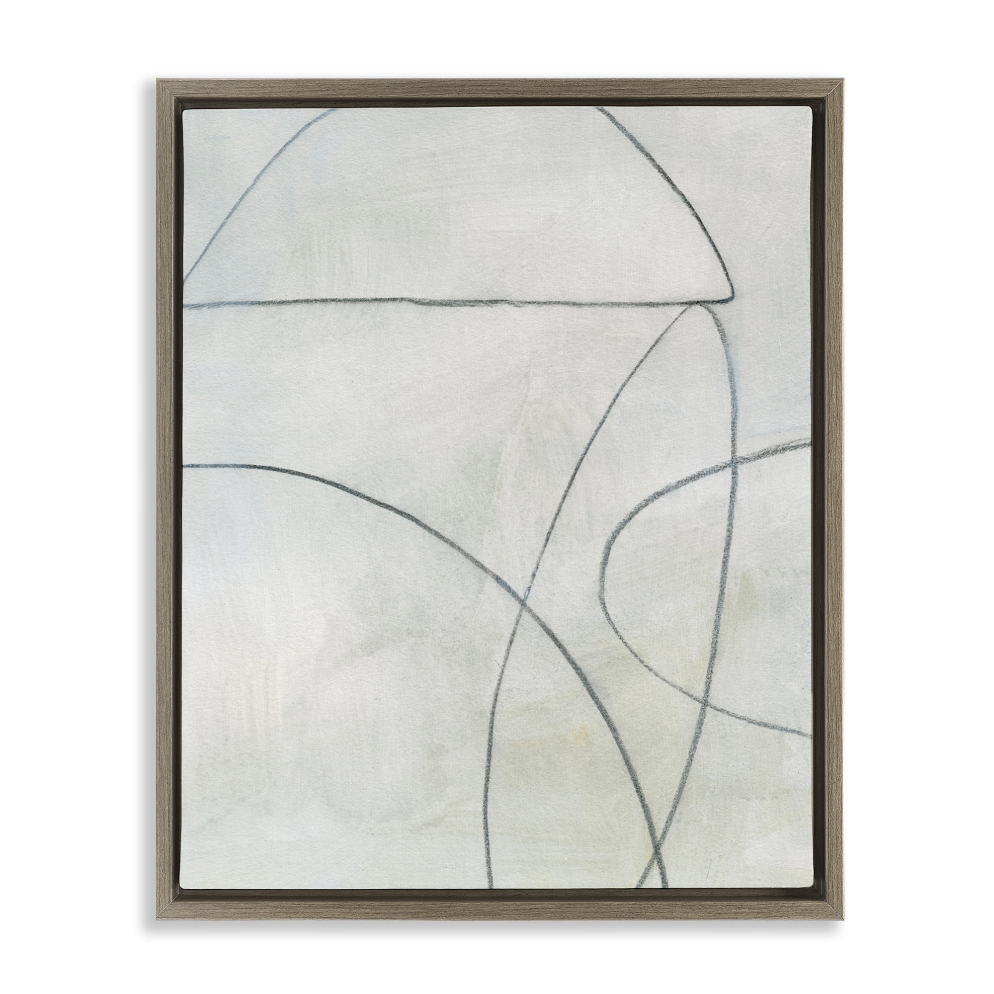Stupell Industries Shapes Sketch on Grey Abstract Drawing Brown Floater Framed Canvas Art Print Wall Art, 25 x 31