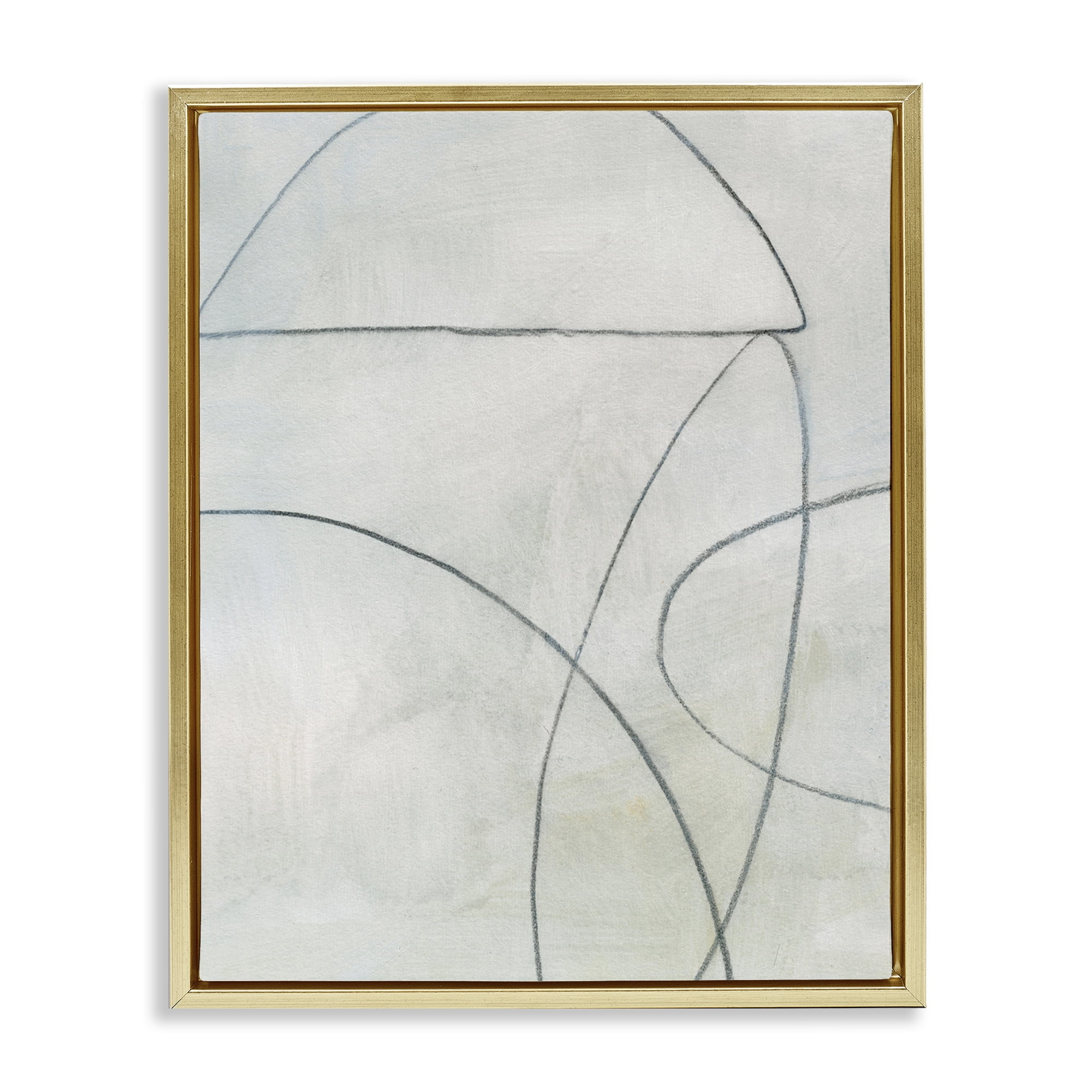 Stupell Industries Shapes Sketch on Grey Abstract Drawing Gold Floater Framed Canvas Art Print Wall Art, 17 x 21