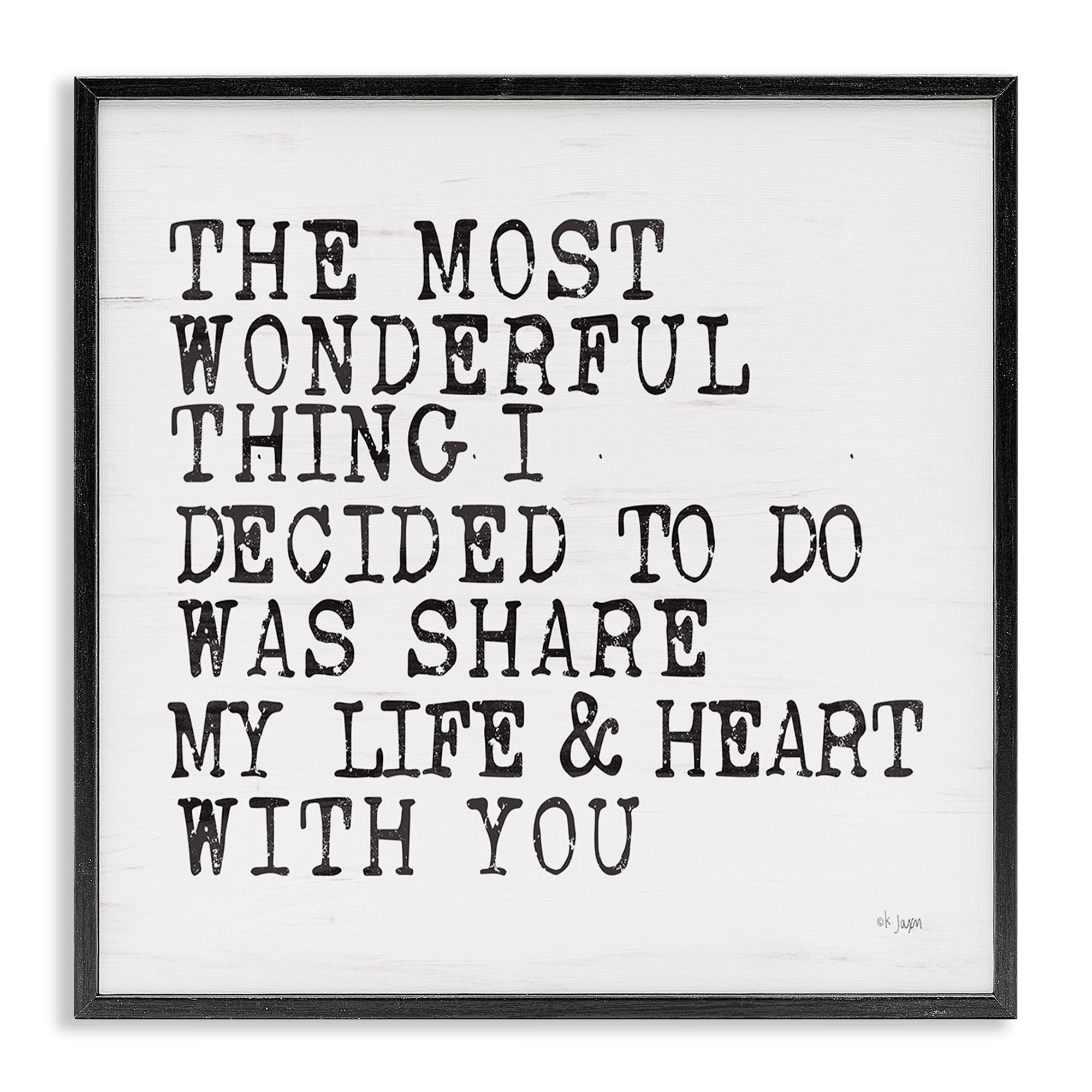 Stupell Industries Share My Heart Inspirational Typography Painting Black Framed Art Print Wall Art, 17 x 17