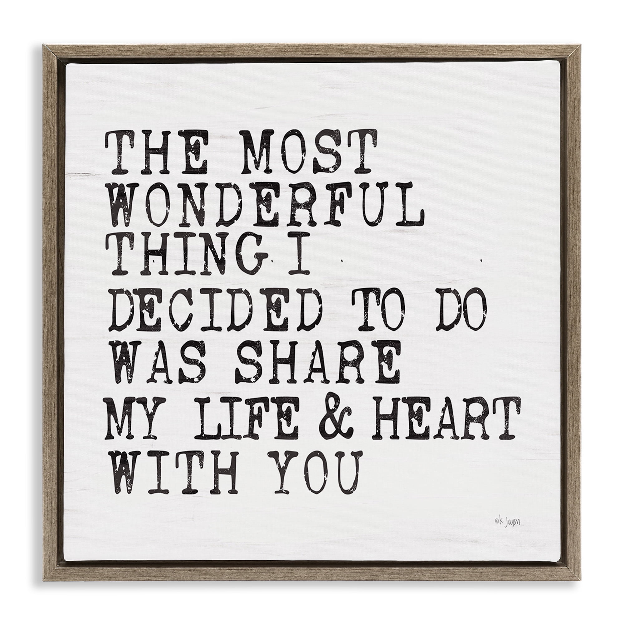 Stupell Industries Share My Heart Inspirational Typography Painting Brown Floater Framed Canvas Art Print Wall Art, 18 x 18