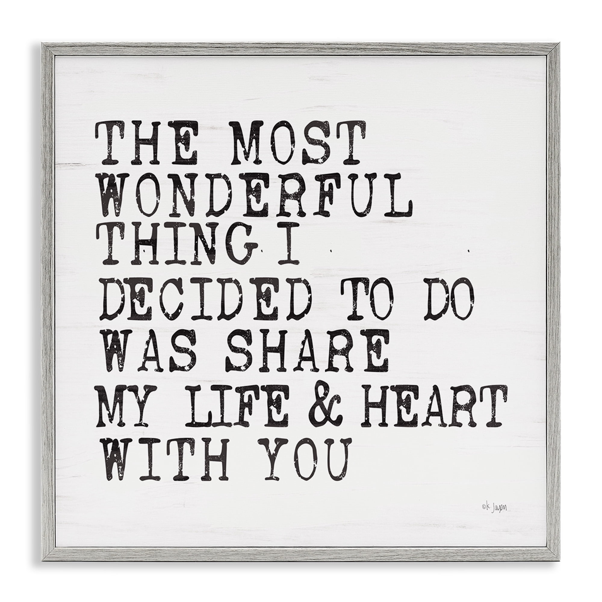 Stupell Industries Share My Heart Inspirational Typography Painting Gray Framed Art Print Wall Art, 17 x 17
